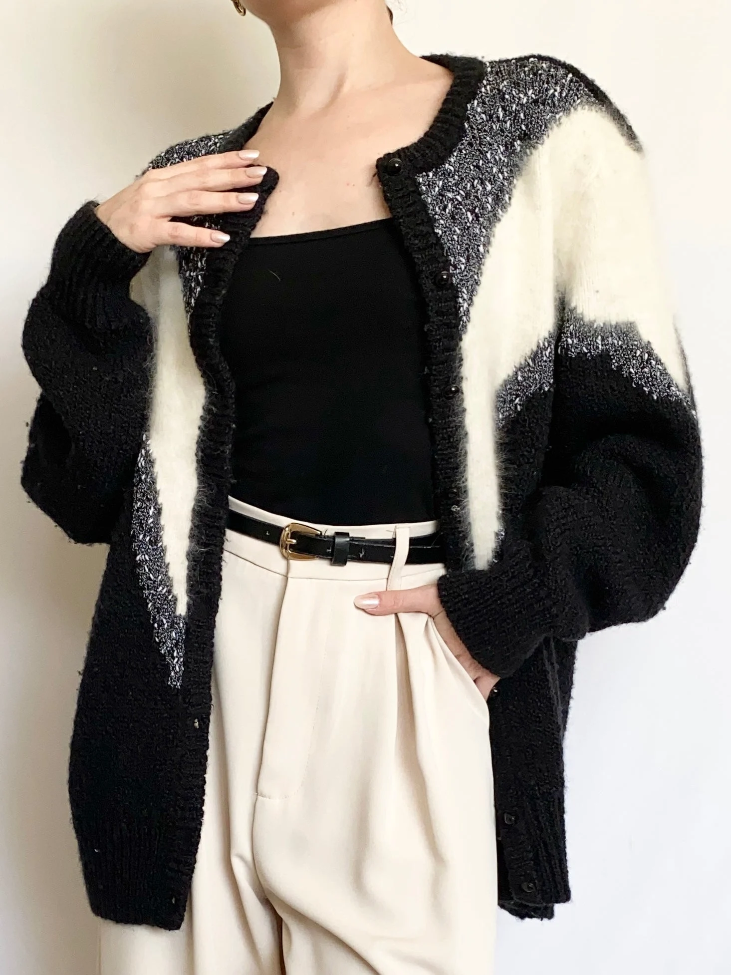 Ice Caps Vintage Wool & Angora Cardigan (L)