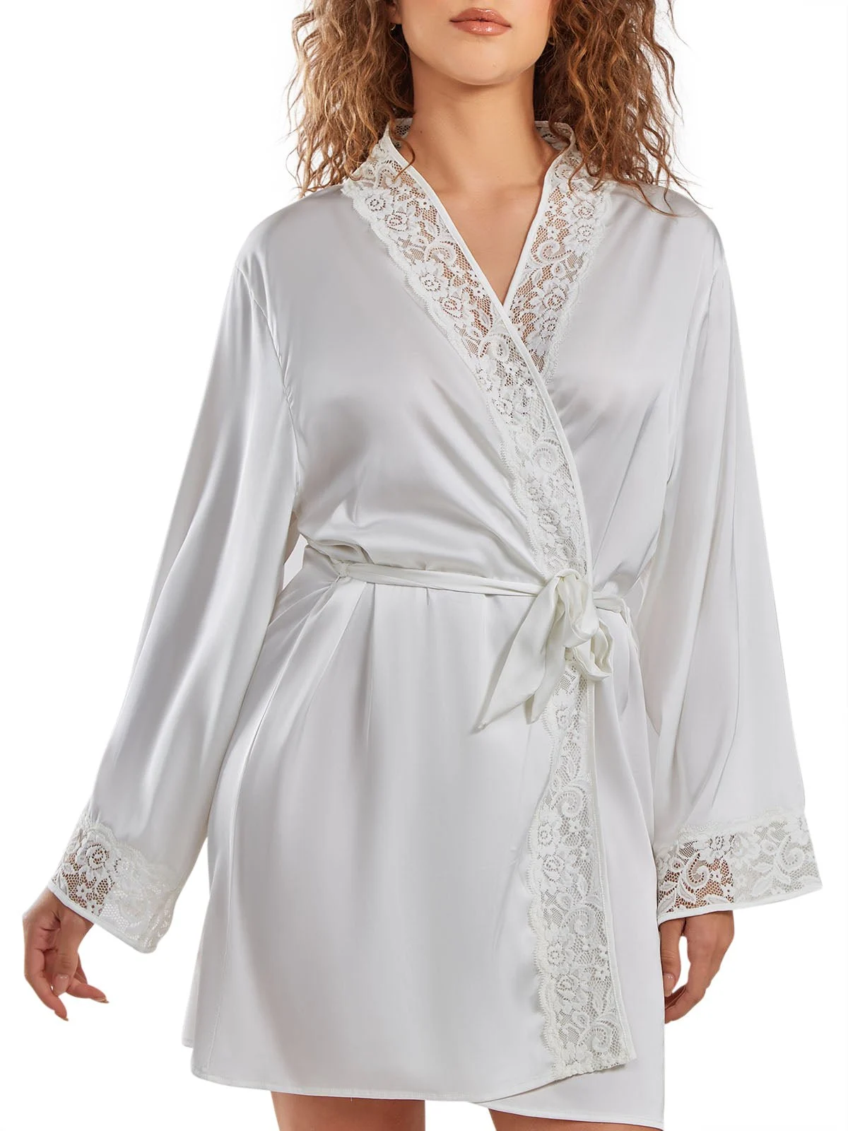 Bridal Satin Kimono Robe – Elissa