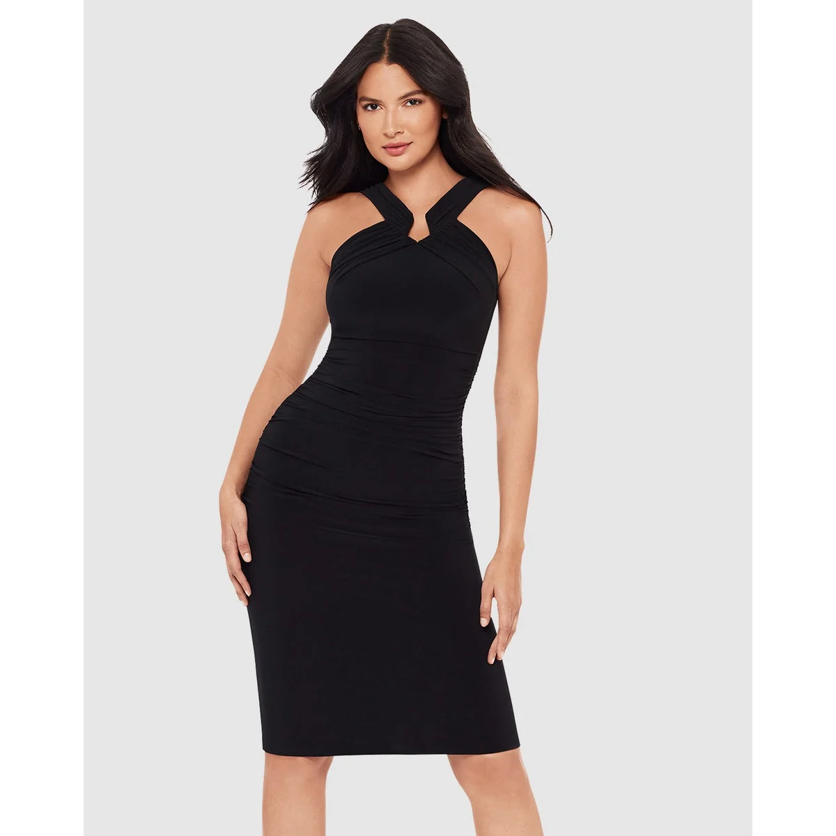 Idol High Neck Bodycon Sleeveless Midi Shaping Dress