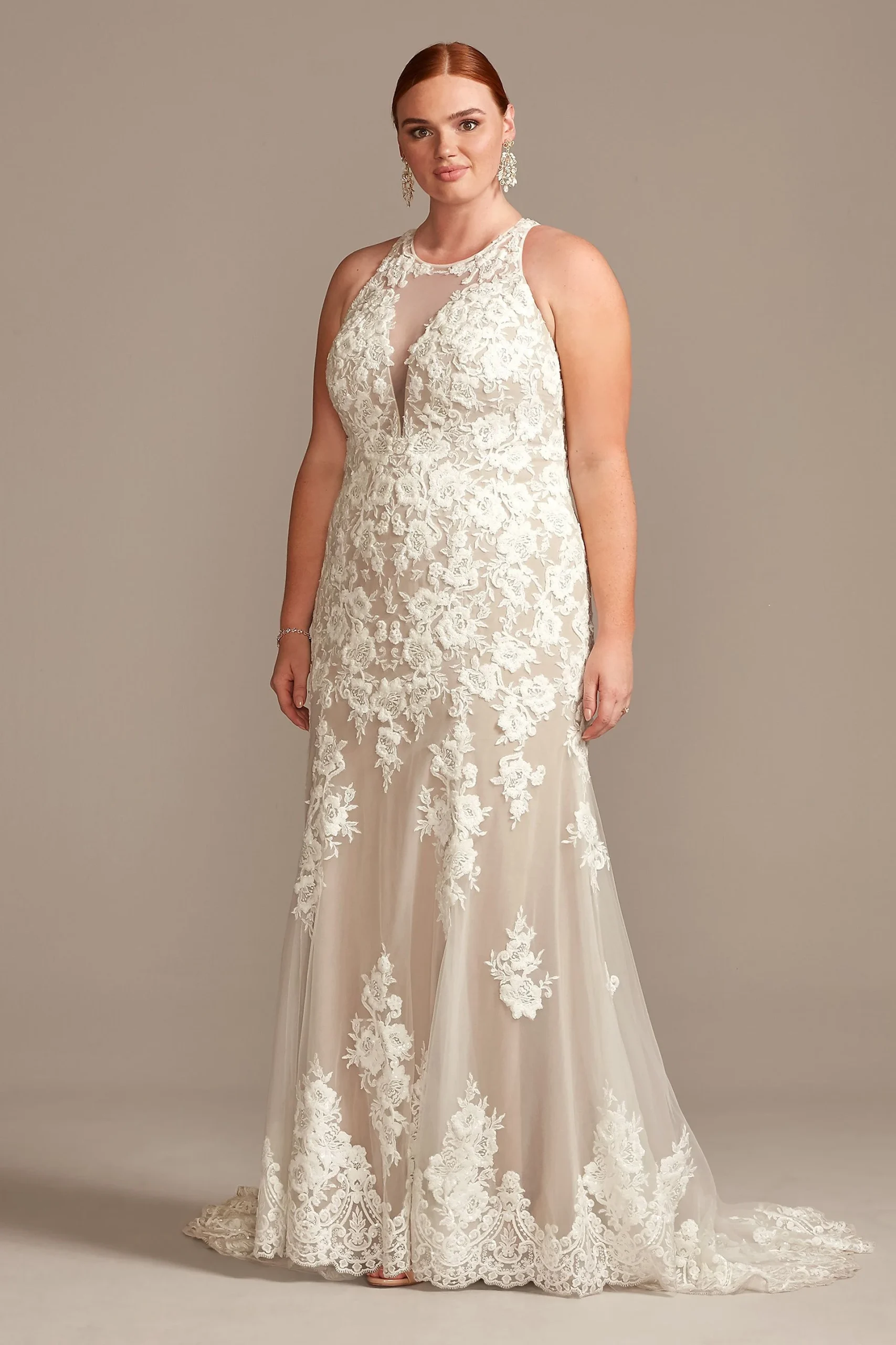 Illusion Keyhole Plus Size Wedding Dress