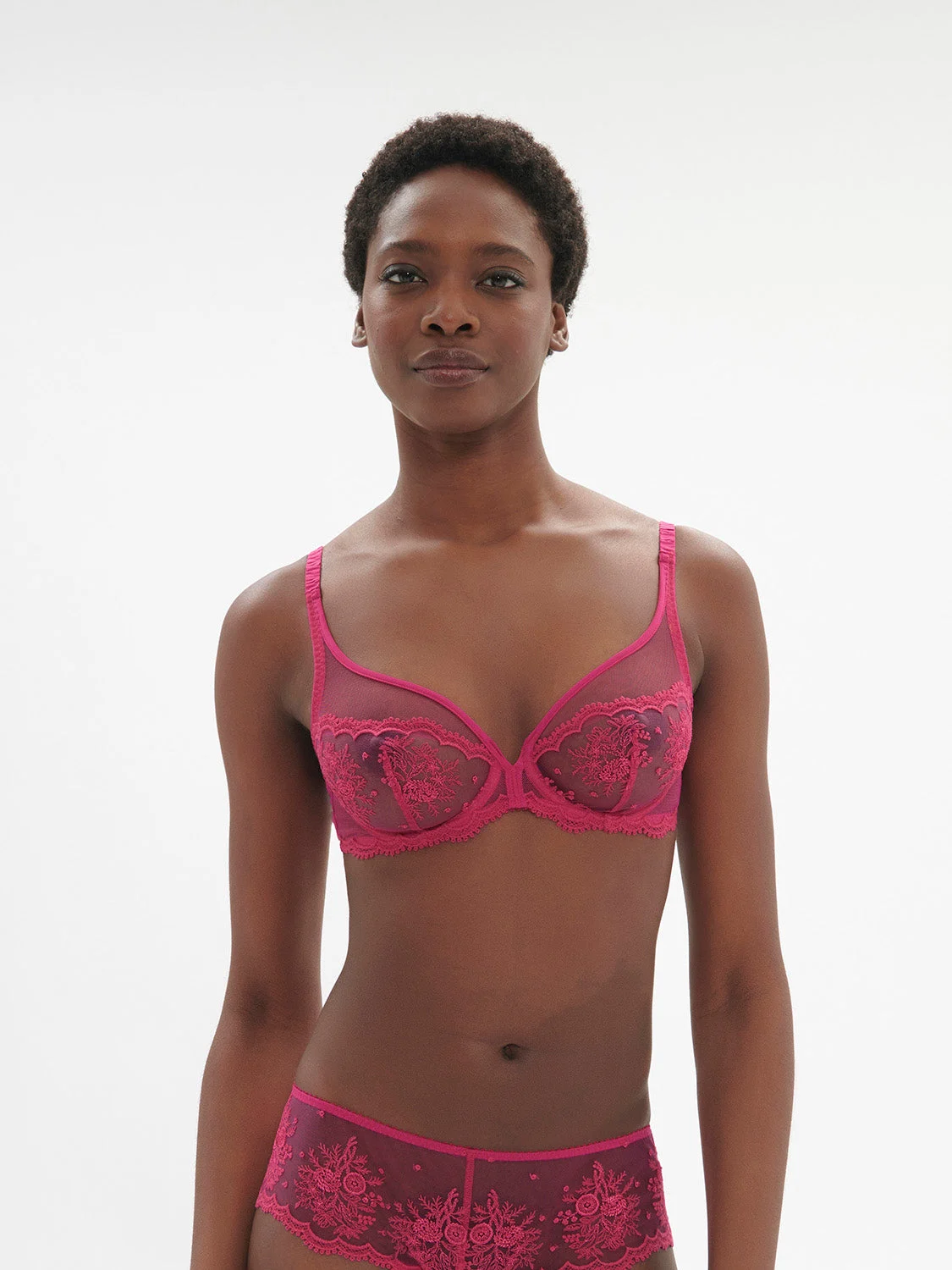 Intrigue Full Cup Plunge Bra - Disco PinkRegular price