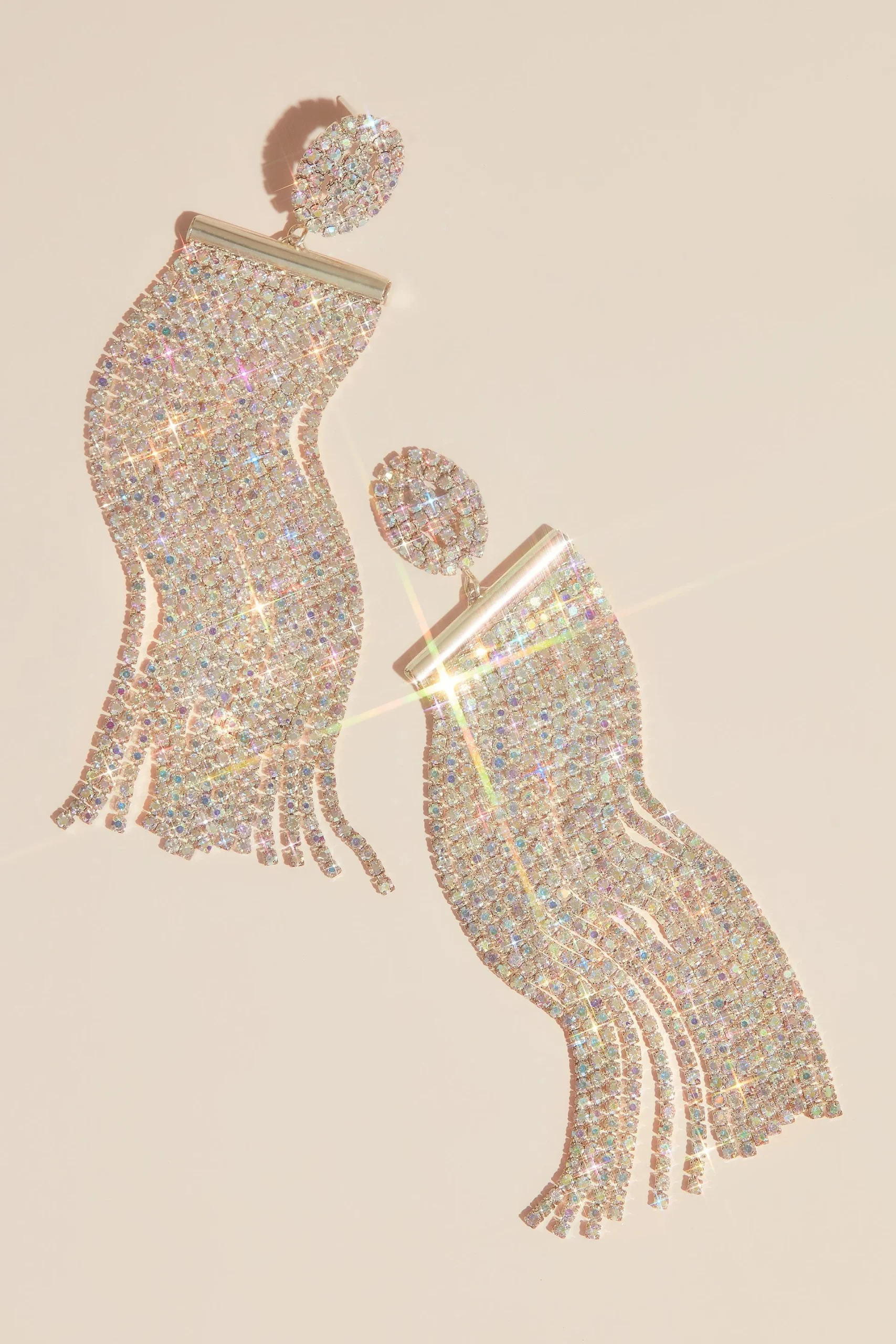 Iridescent Crystal Fringe Duster Earrings