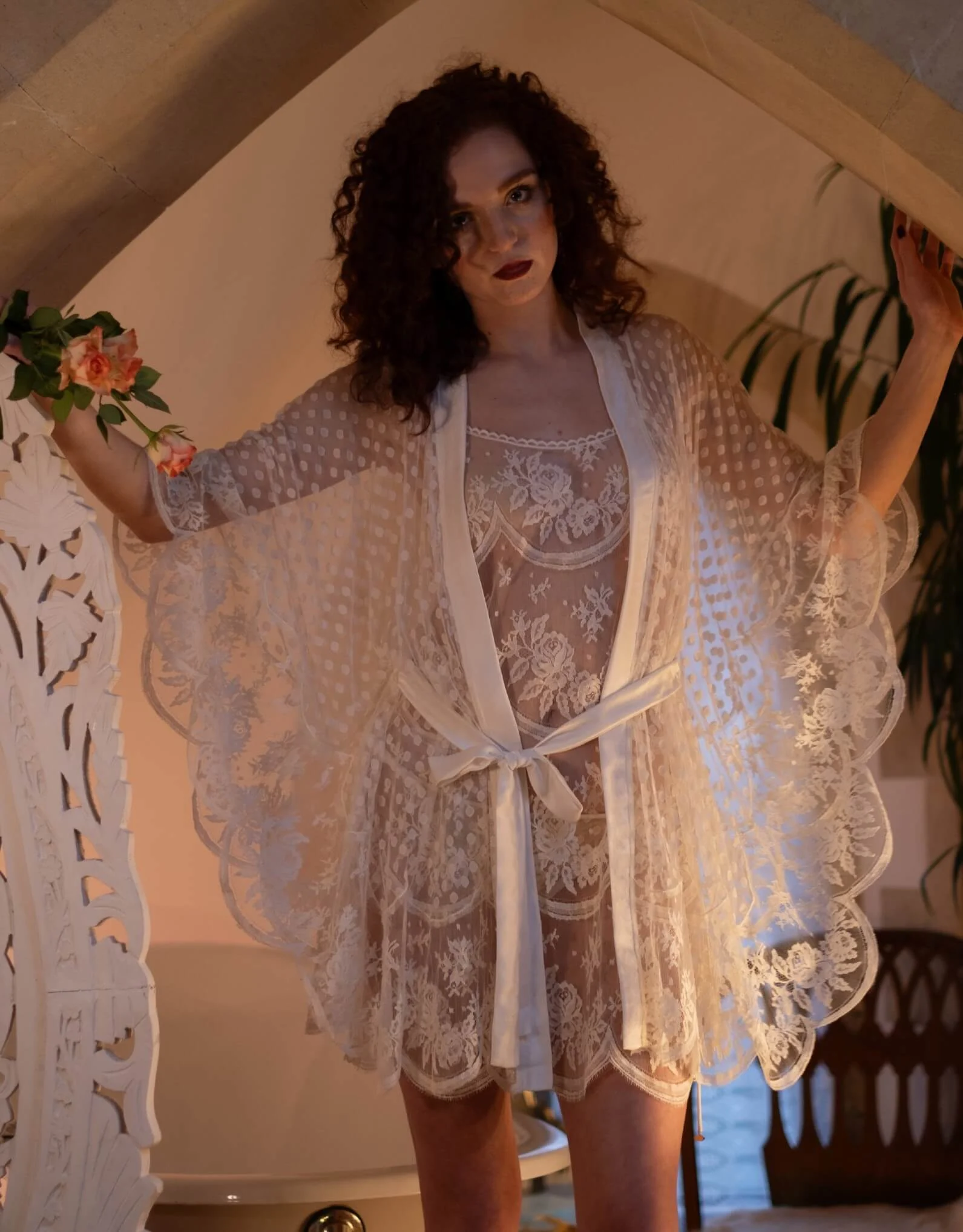 Iris Spot Kimono Ivory