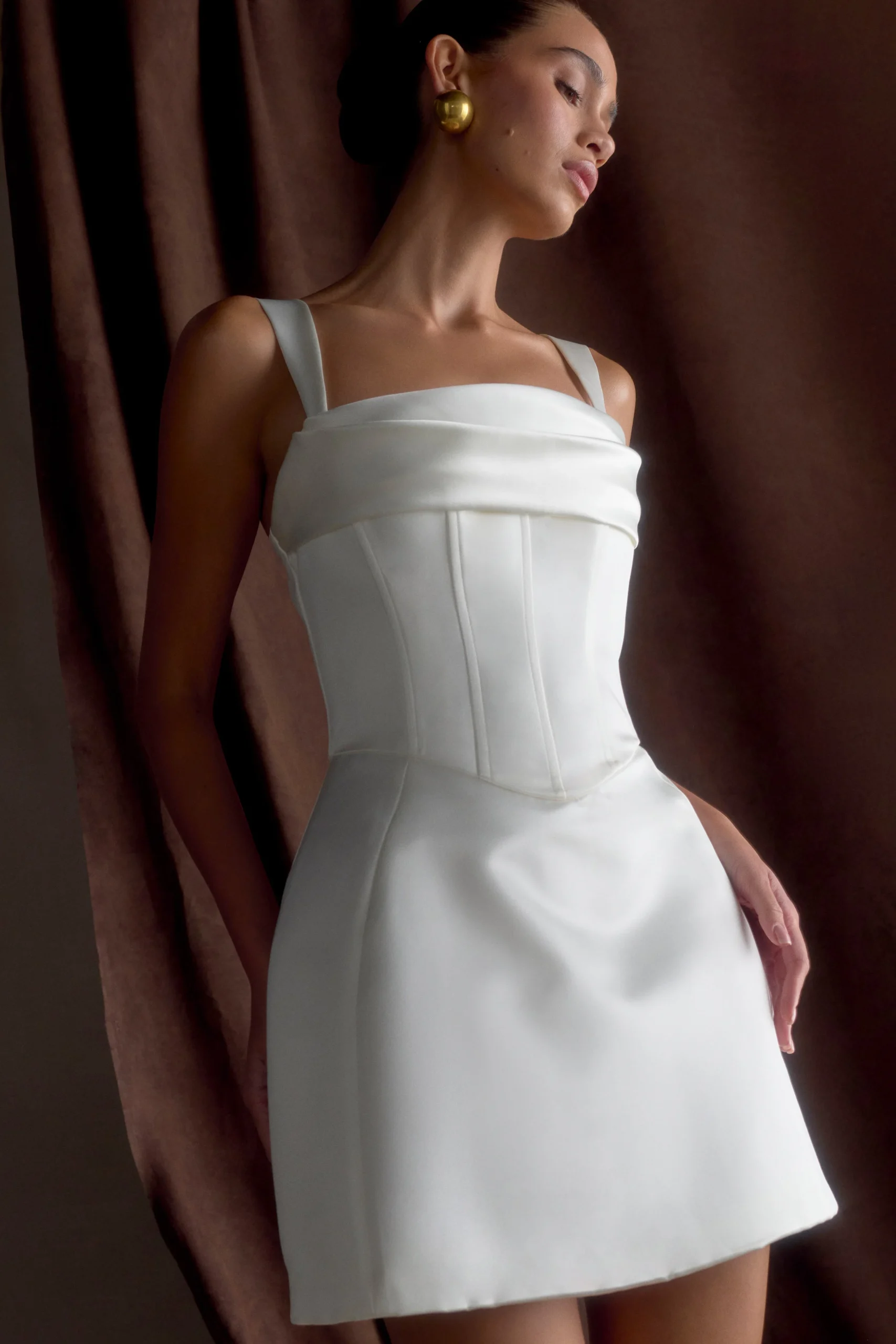 IsabelSatin Corset Mini Dress - White