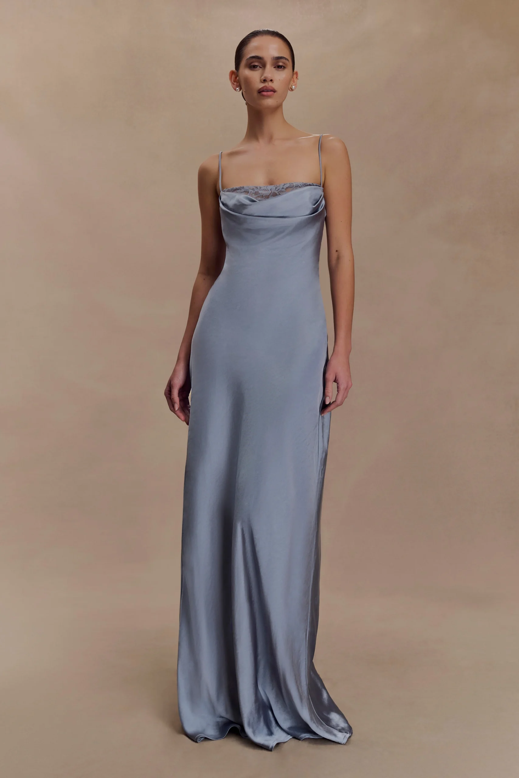 IsadoraLace & Satin Maxi Dress - Frosted Blue