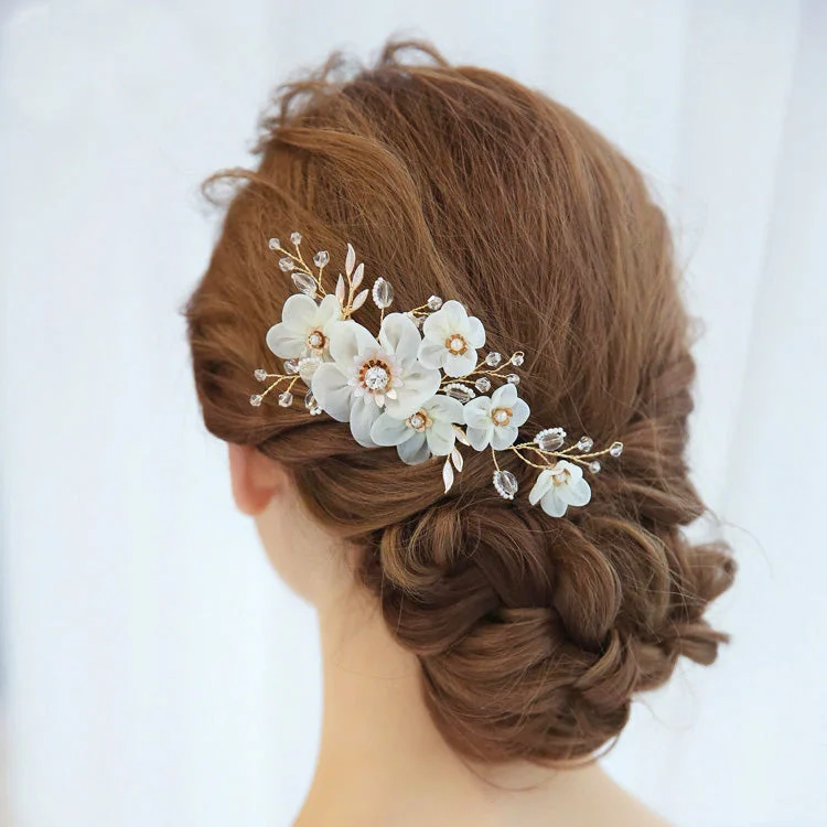 Ivory Organza Floral Wedding Head Piece