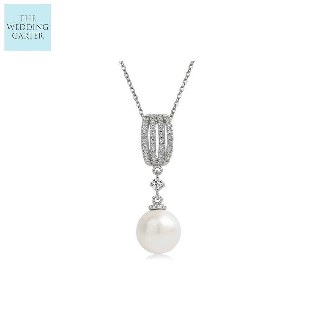 Ivory Pearl & Cubic Zirconia Pendant Necklace