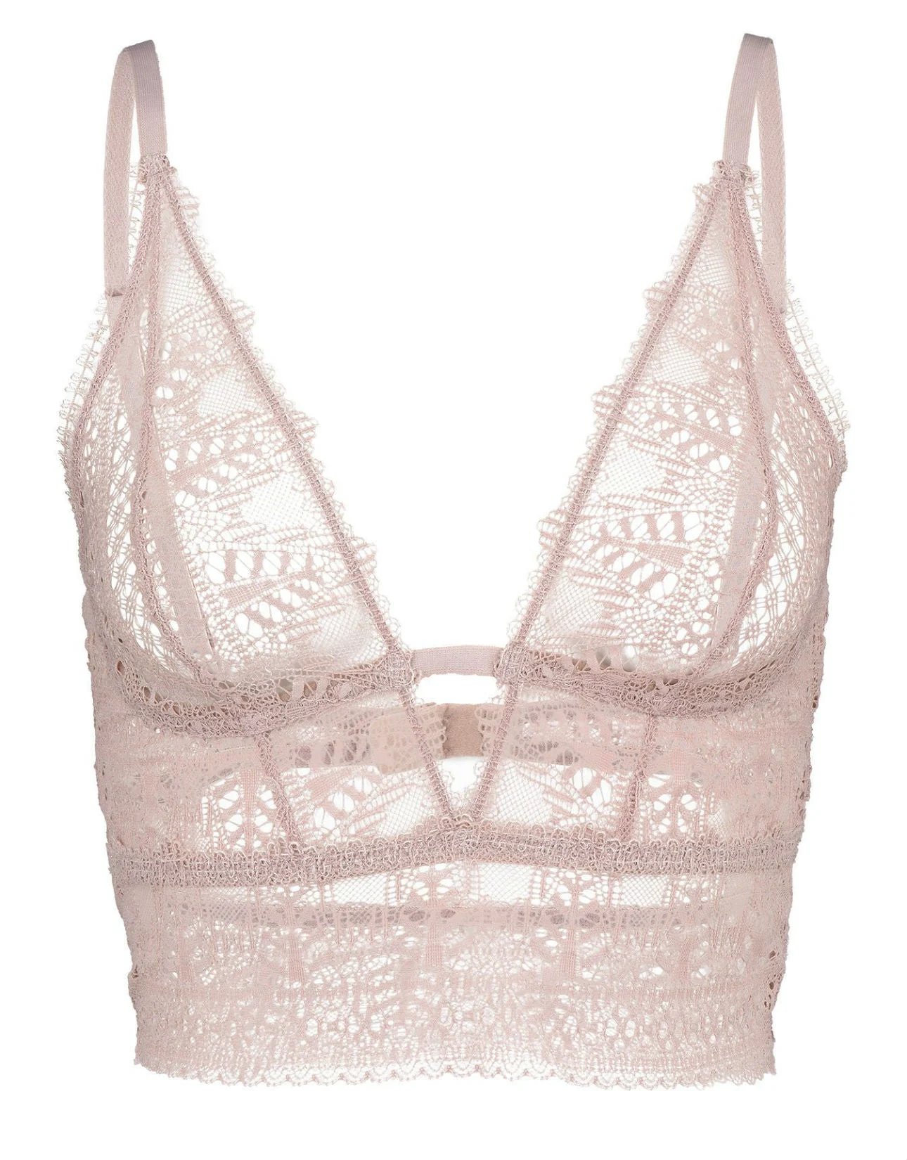Ivy Deep Decolette Longline Soft Cup Bra in Ballet Pink