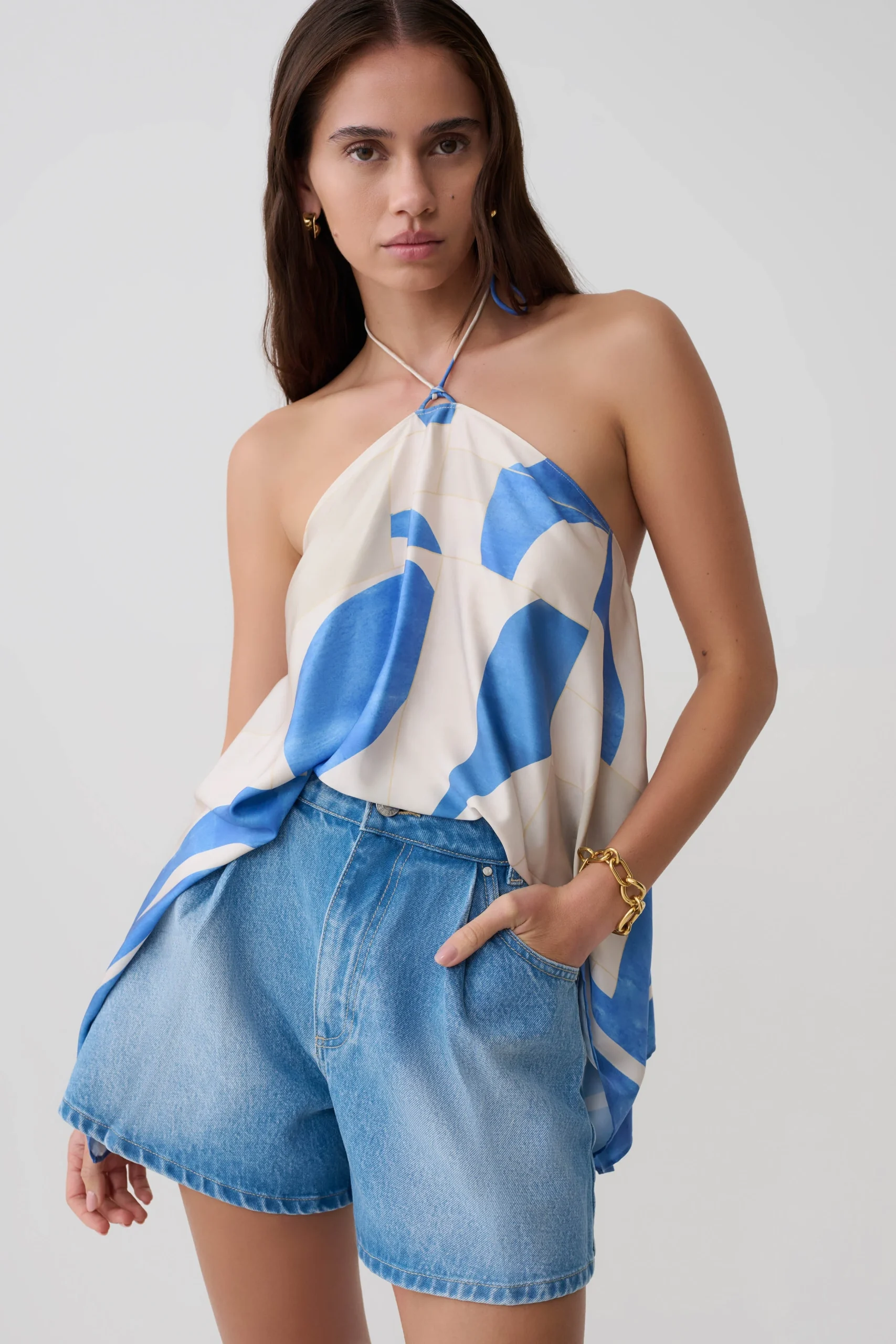 JaceA-Line Denim Shorts - Summer Blue