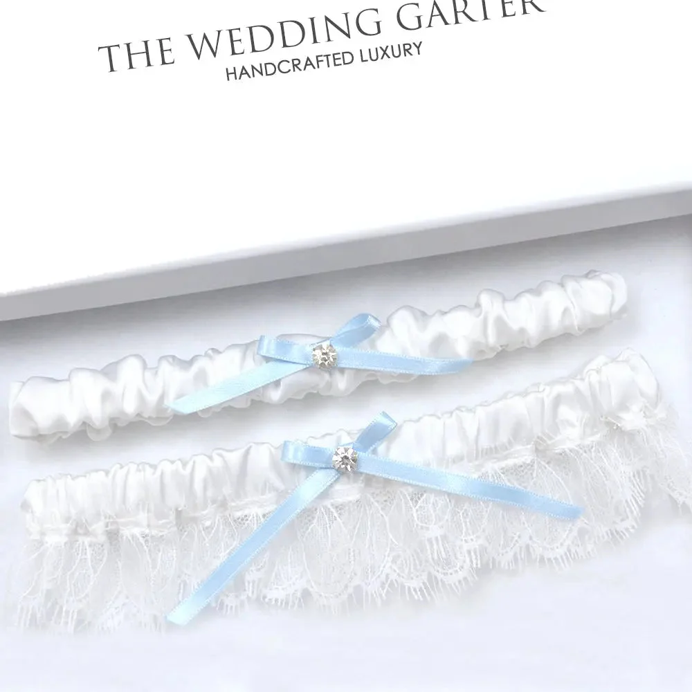 Jacinta White Eyelash Lash & Satin Bridal Garter Set Online