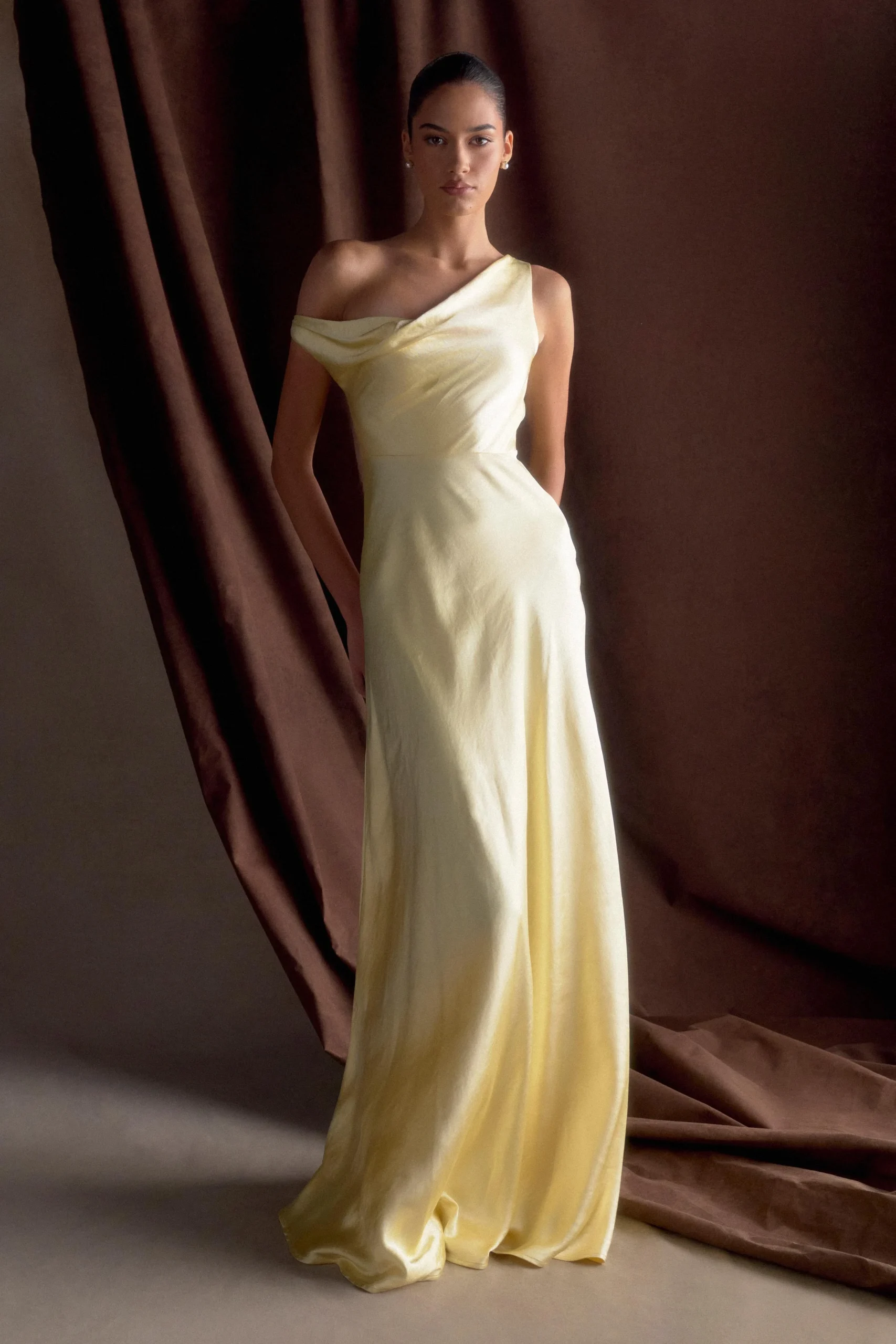 JacintaOne Shoulder Maxi Dress - Pastel Lemon