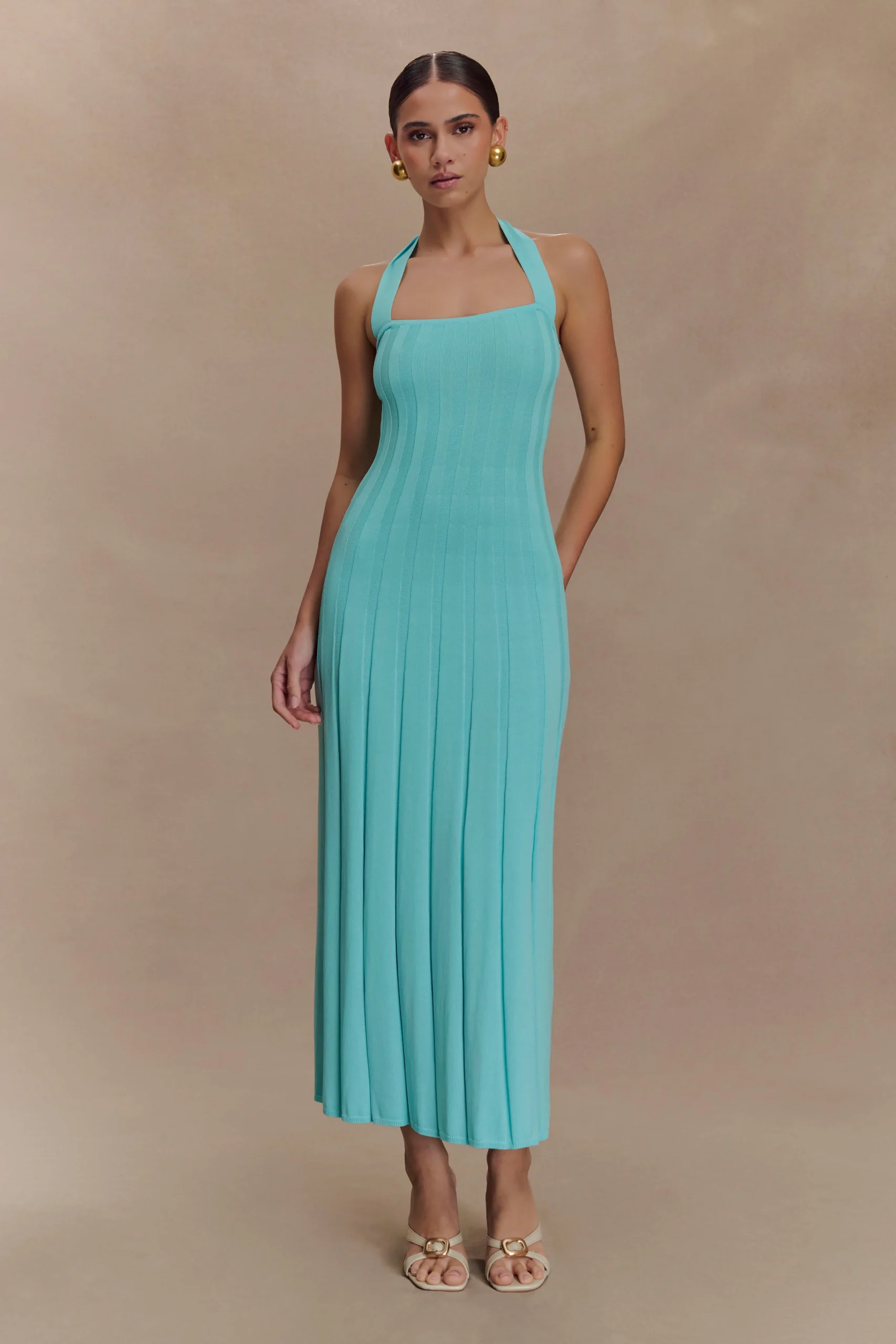 JacquiHalter Knit Midi Dress - Cyan Blue