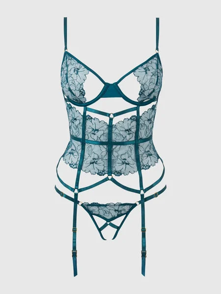 JADE BLUE BLACKLIGHT BUSTIER SET