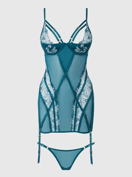 JADE BLUE BLACKLIGHT CHEMISE SET