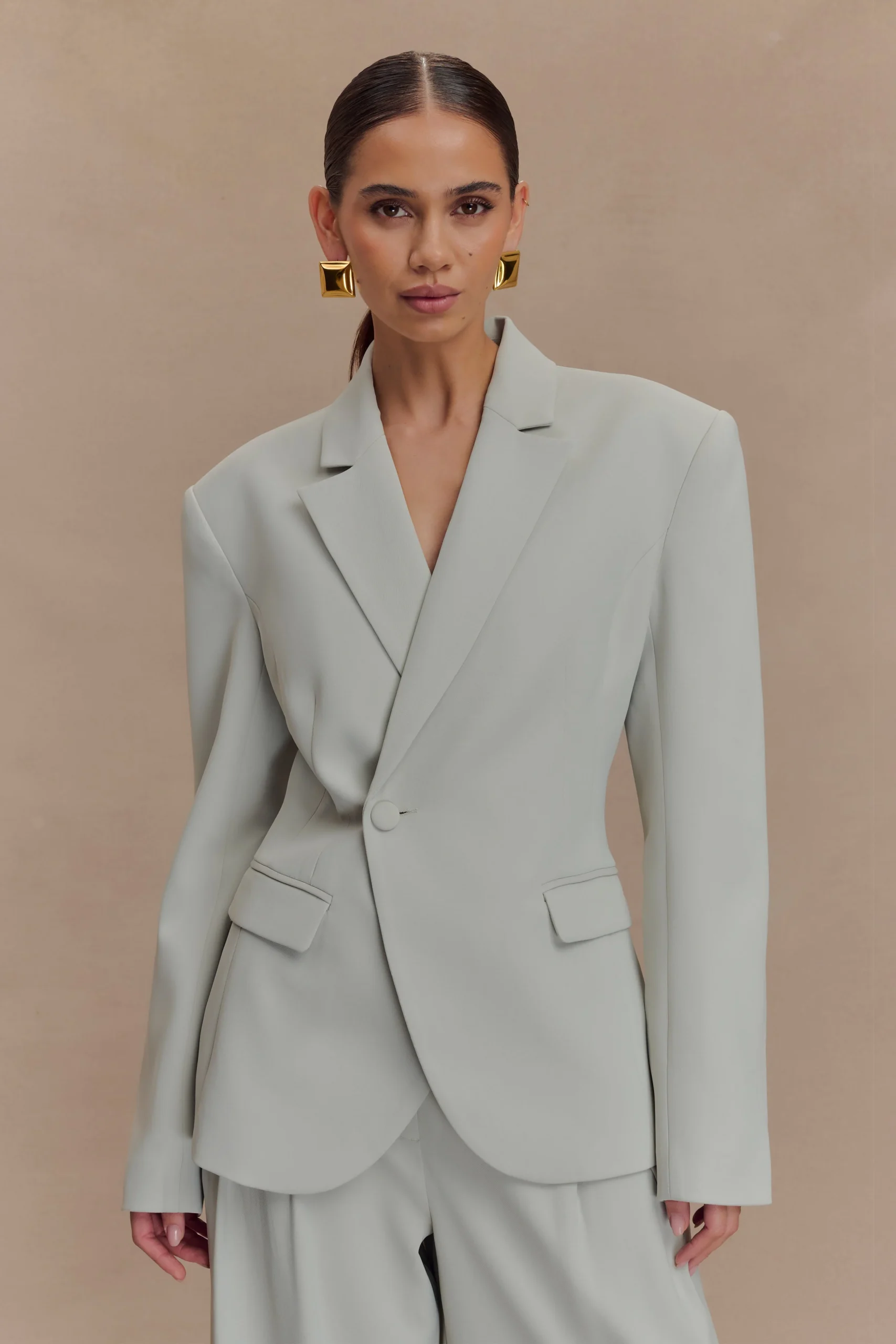 JamesonFINAL SALECinched Suiting Blazer - Light Sage