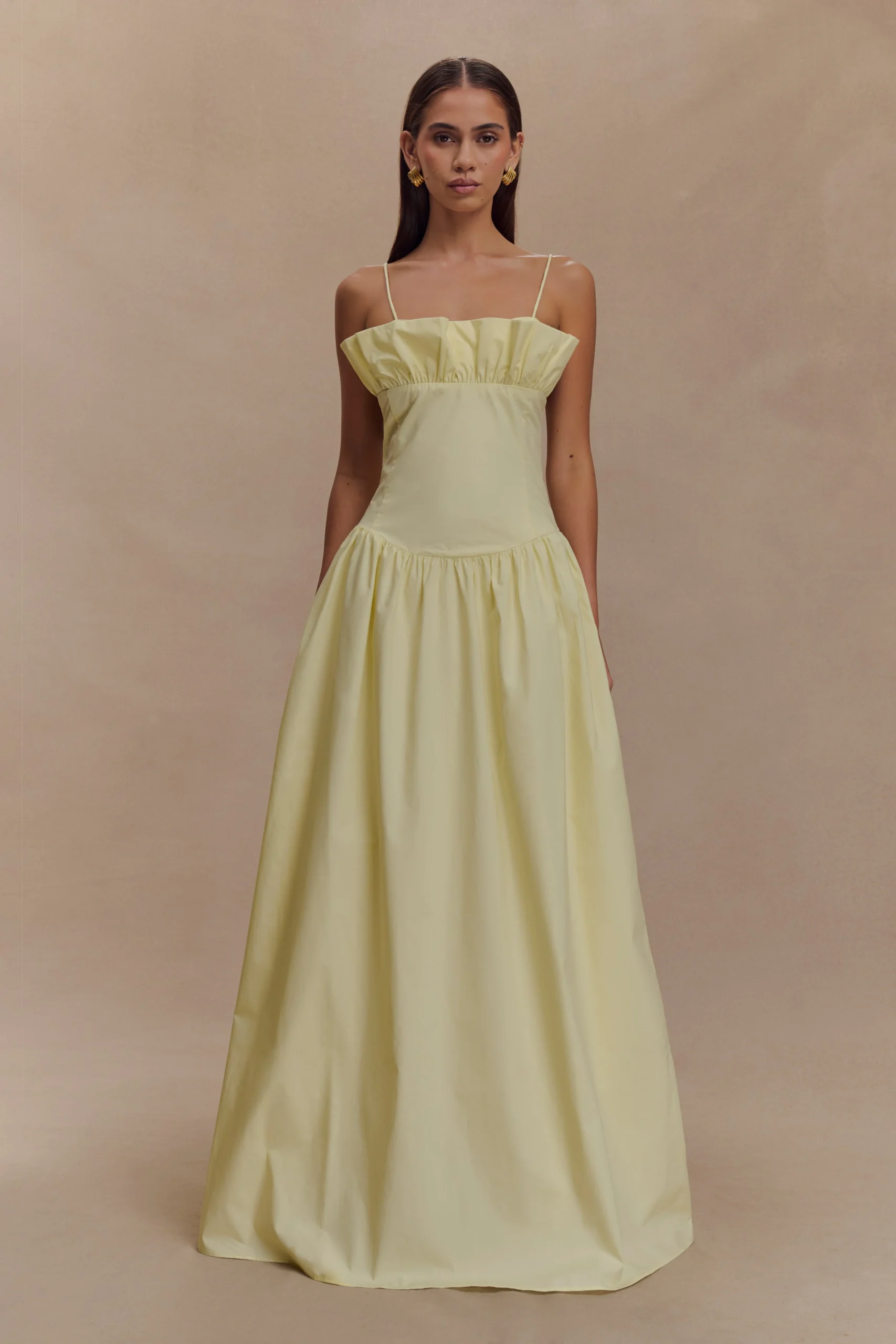 JanisCotton Frill Maxi Dress - Lemon