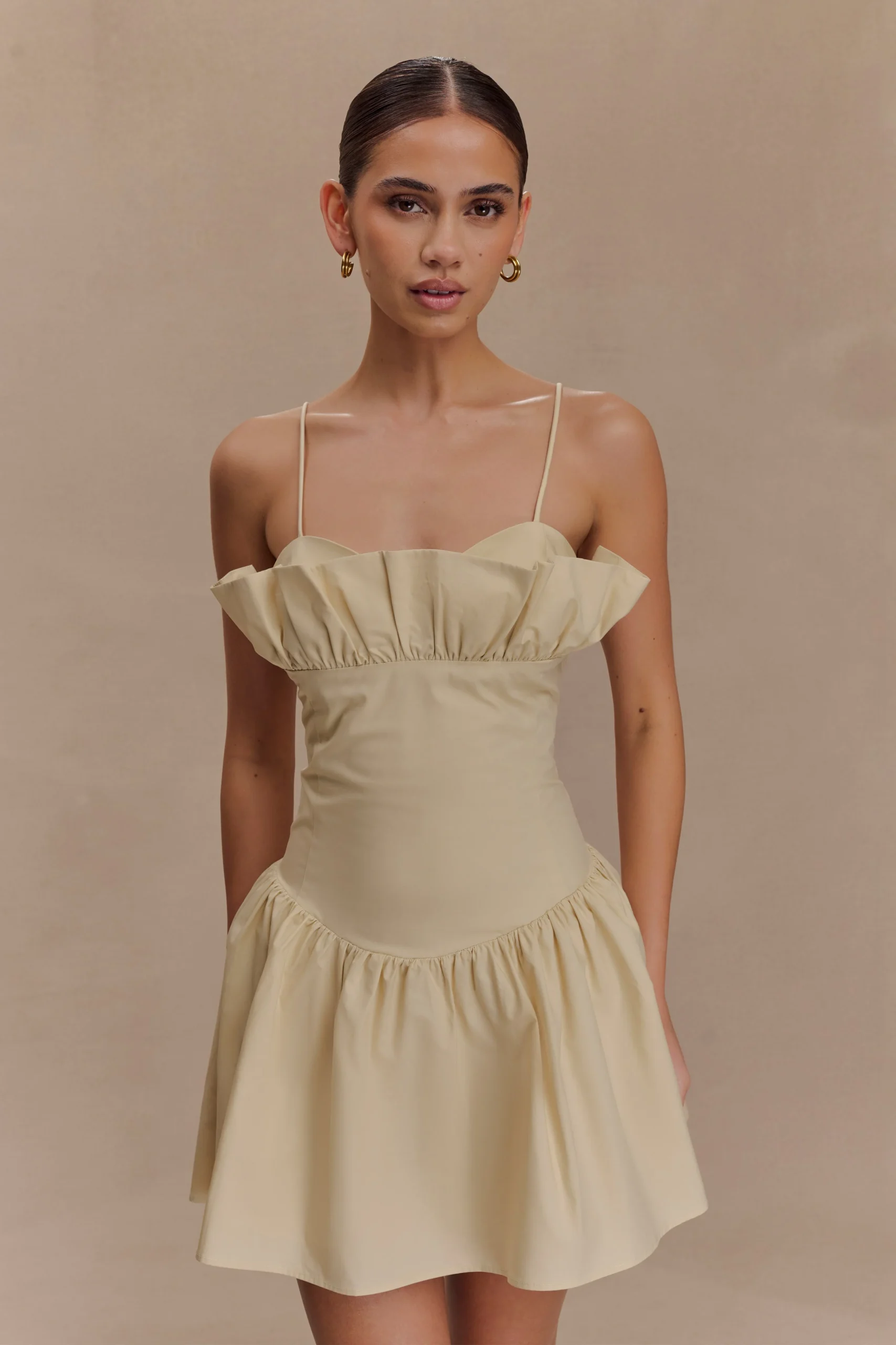JanisFINAL SALECotton Frill Mini Dress - Nude