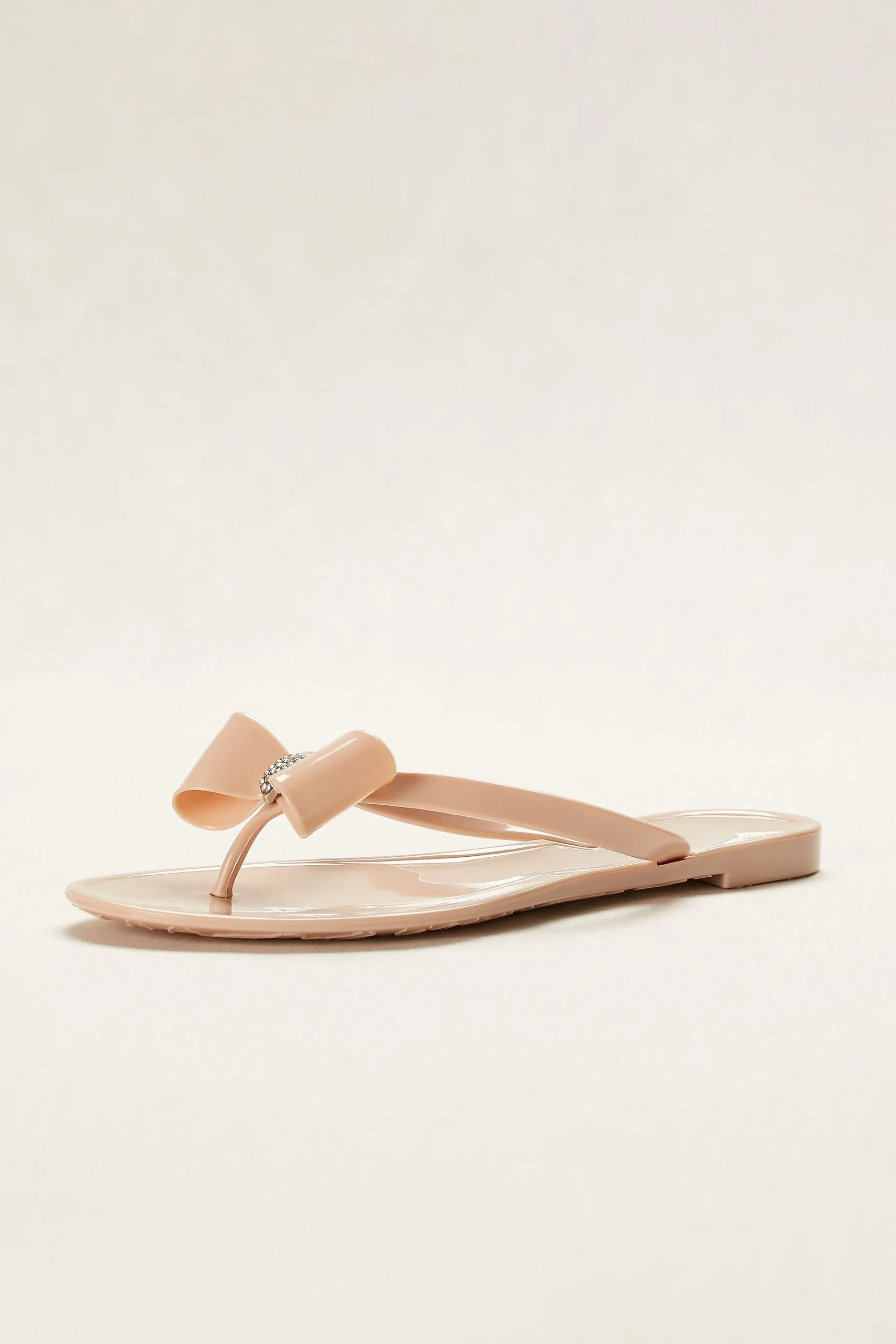 Jelly Flip Flop with Bow and Crystal Ornament