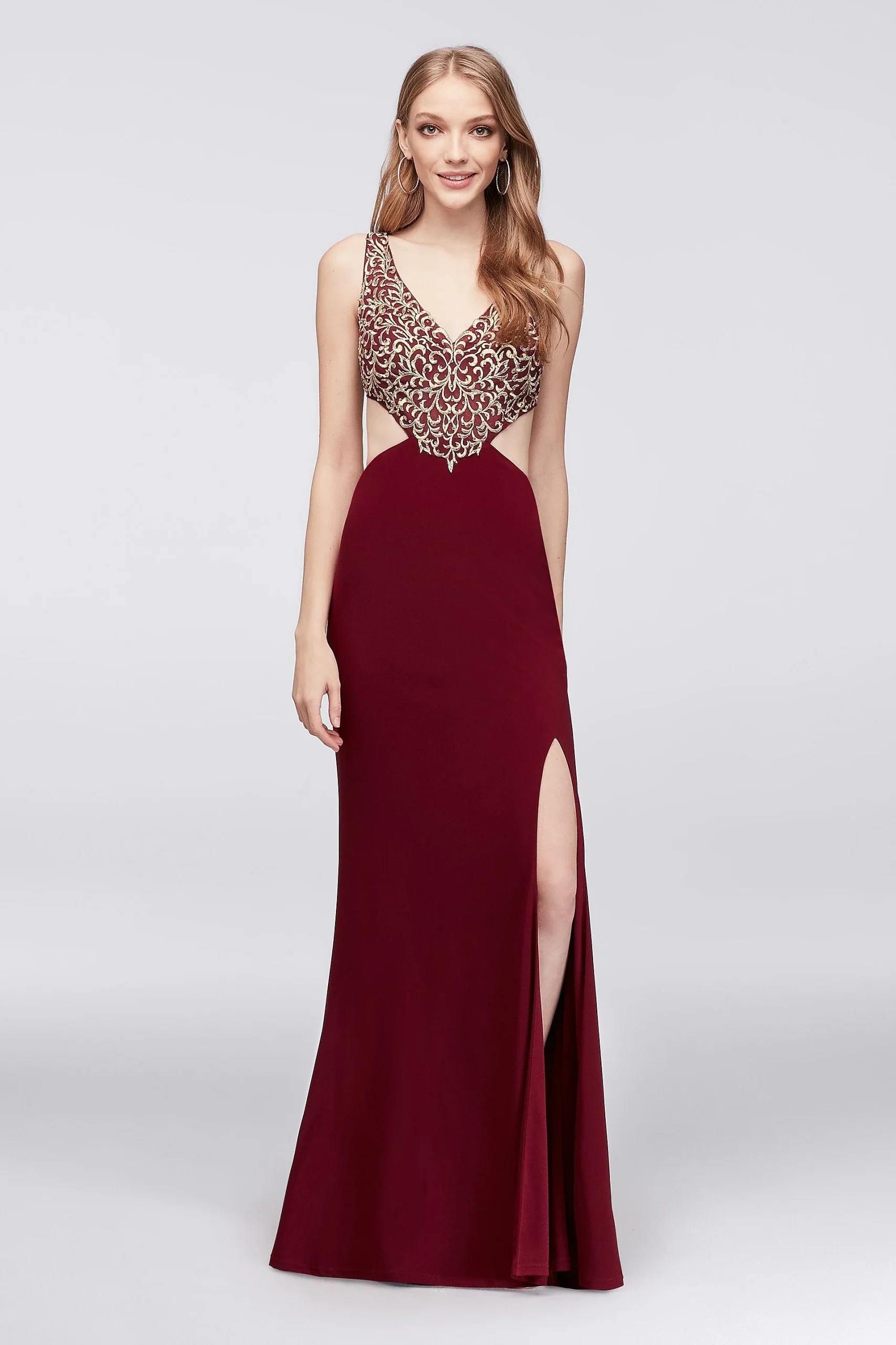 Jersey Halter Gown with Cutout Sides