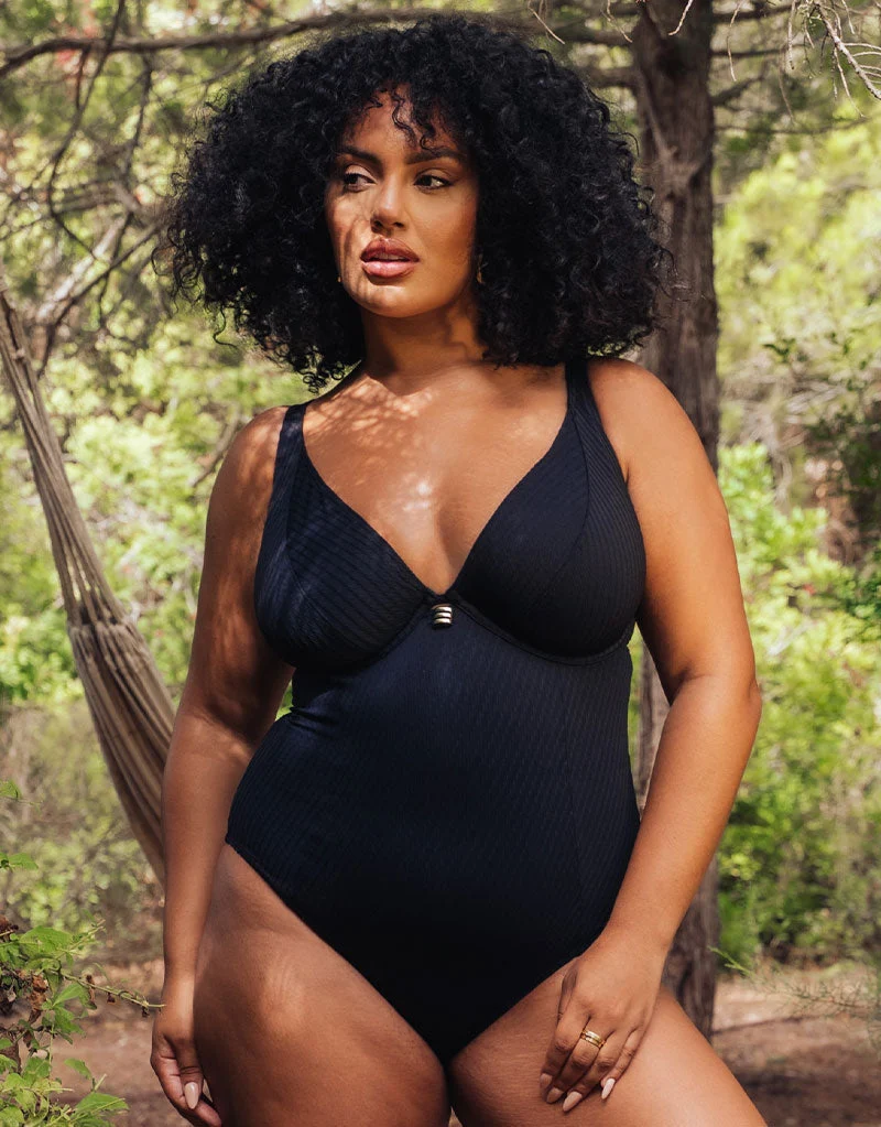Jet Set Multiway Plunge Swimsuit Black