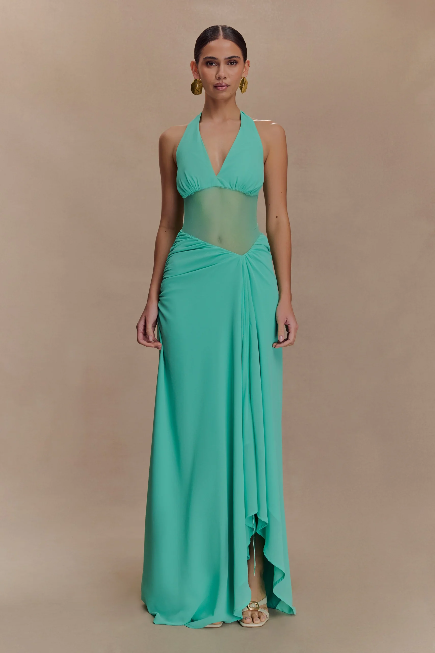 JonnaFINAL SALEChiffon And Mesh Maxi Dress - Lagoon