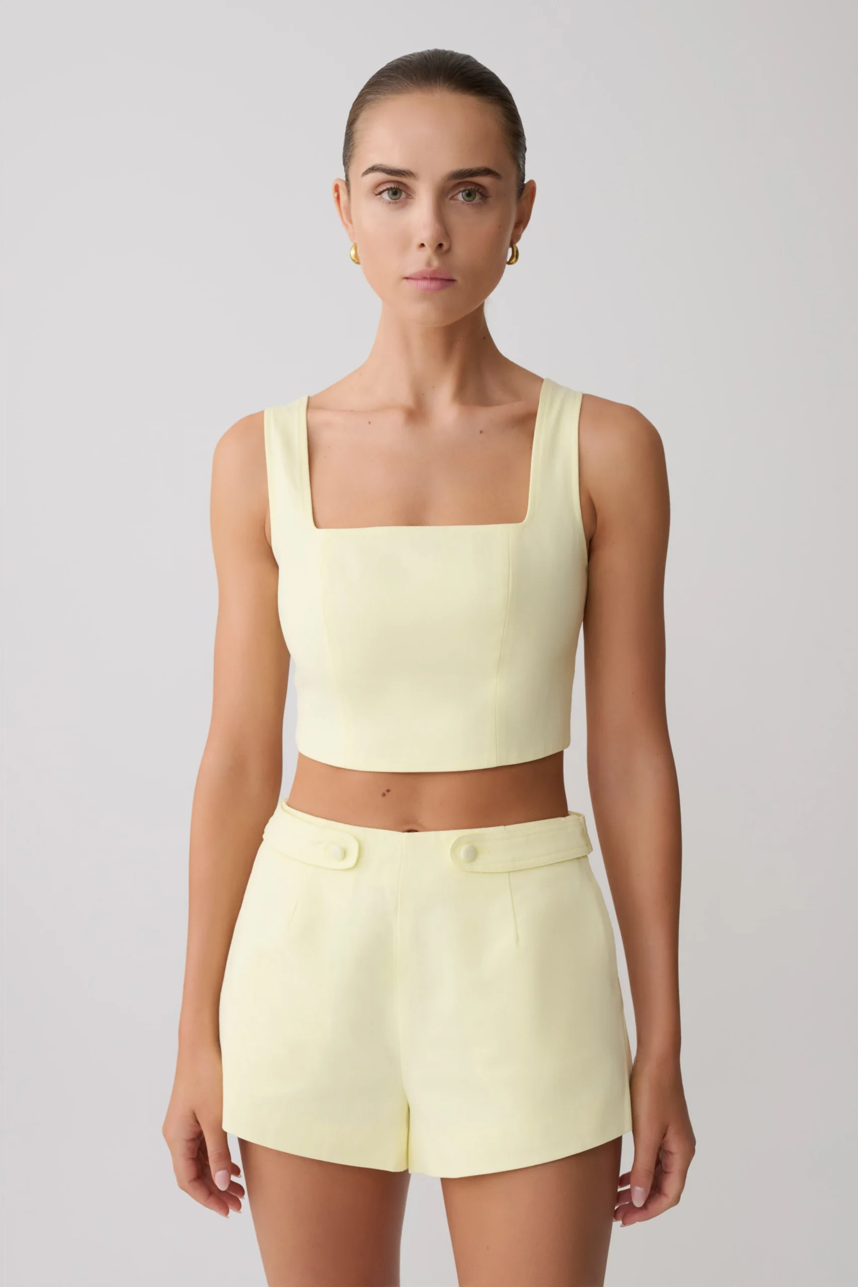 JosephineCrop Top With Open Back - Lemon