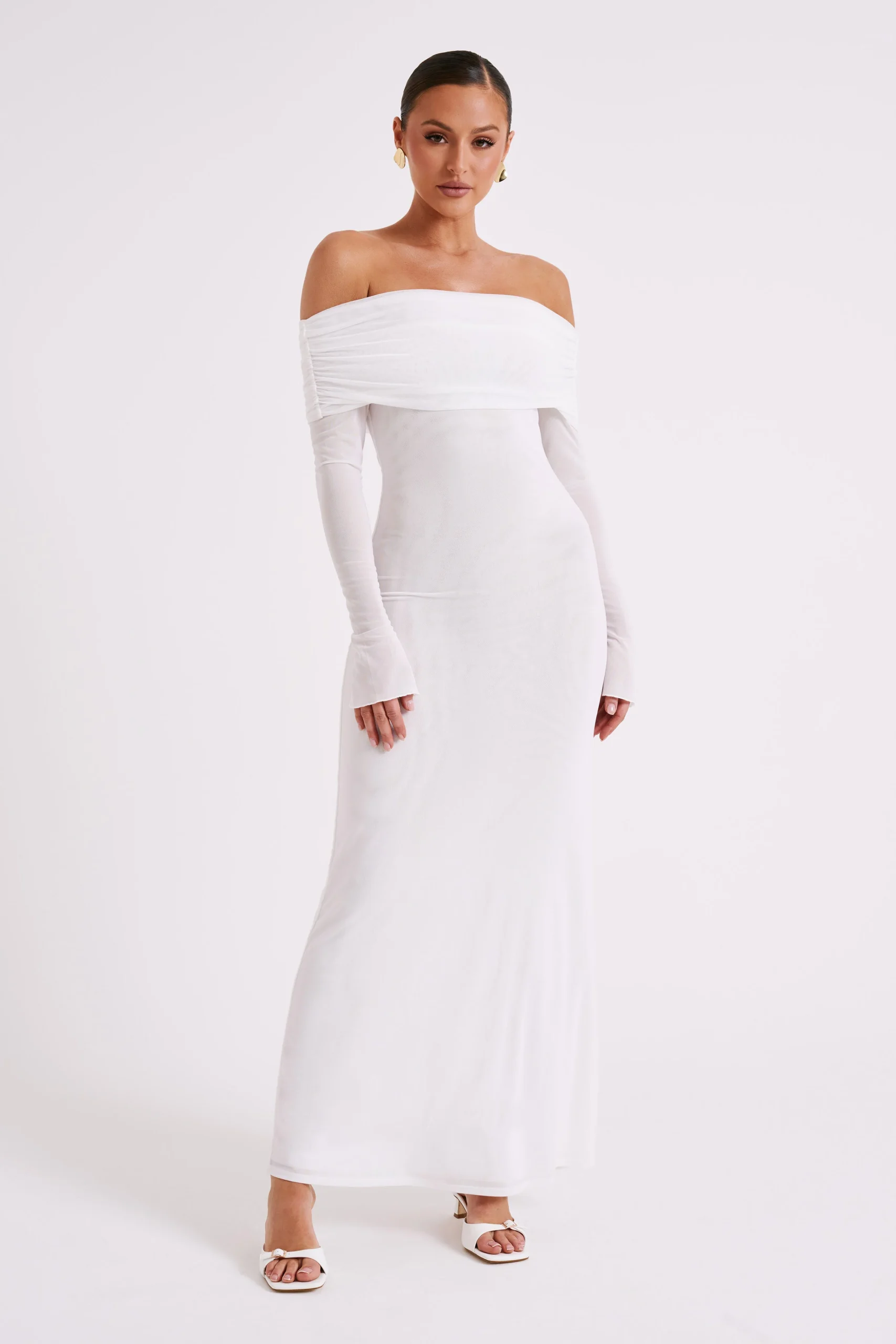 JosieFINAL SALEOff Shoulder Mesh Maxi Dress - Ivory