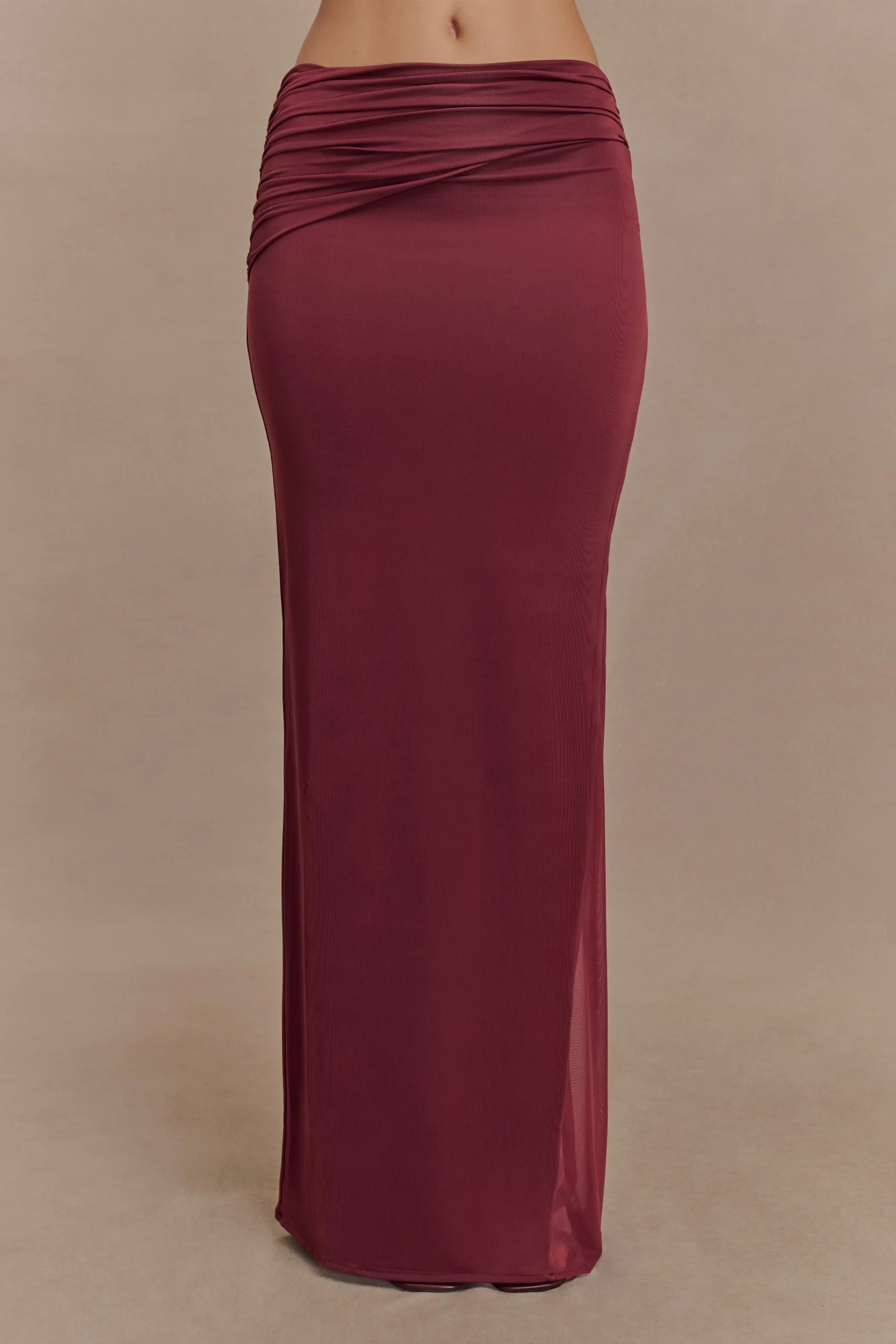 JudyFINAL SALESlinky And Mesh Maxi Skirt - Wine