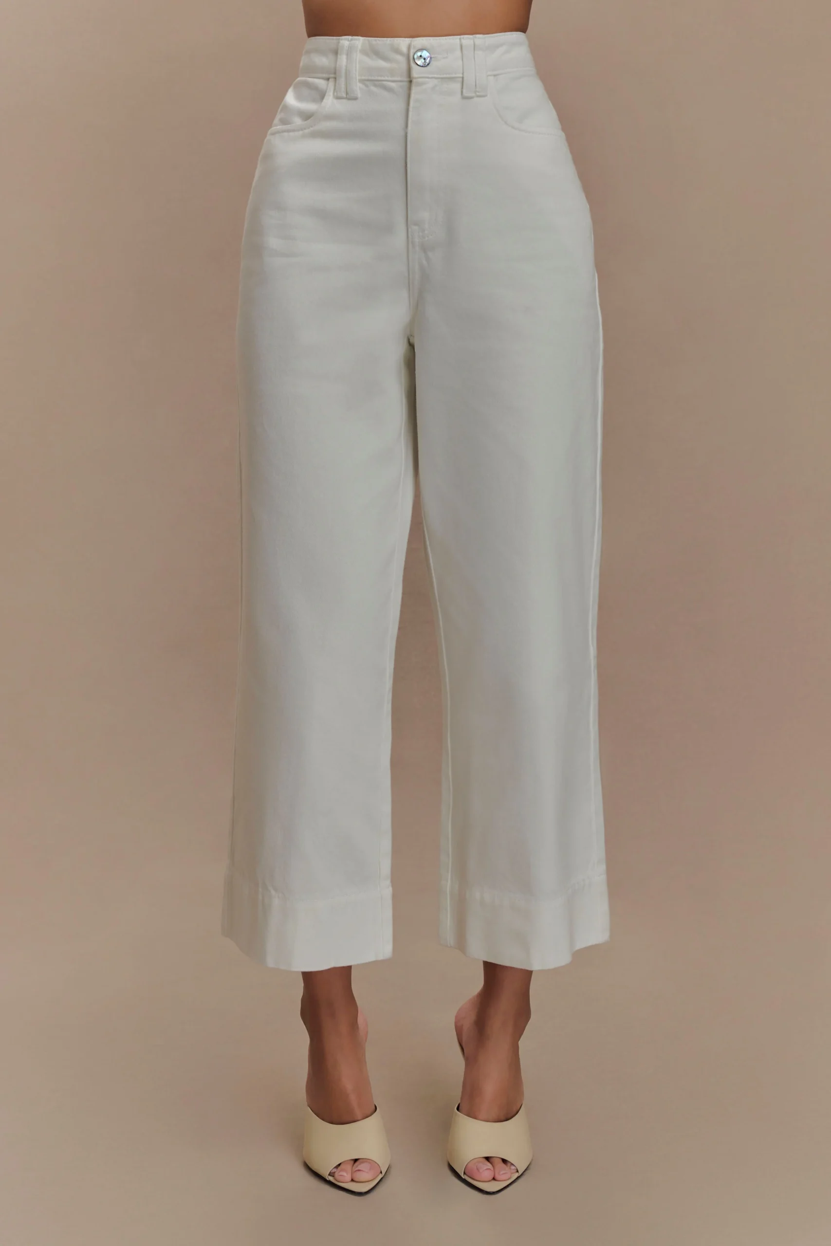 KaitlynFINAL SALECropped Wide Leg Jeans - White