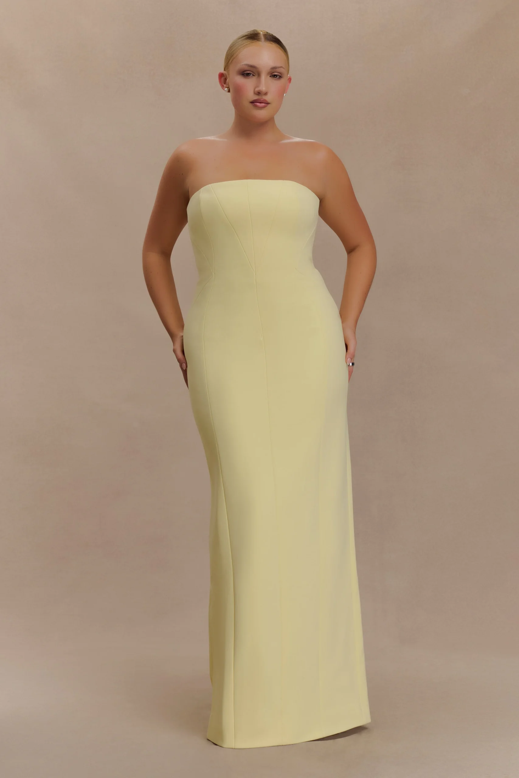 KalilaStrapless Crepe Maxi Dress - Lemon