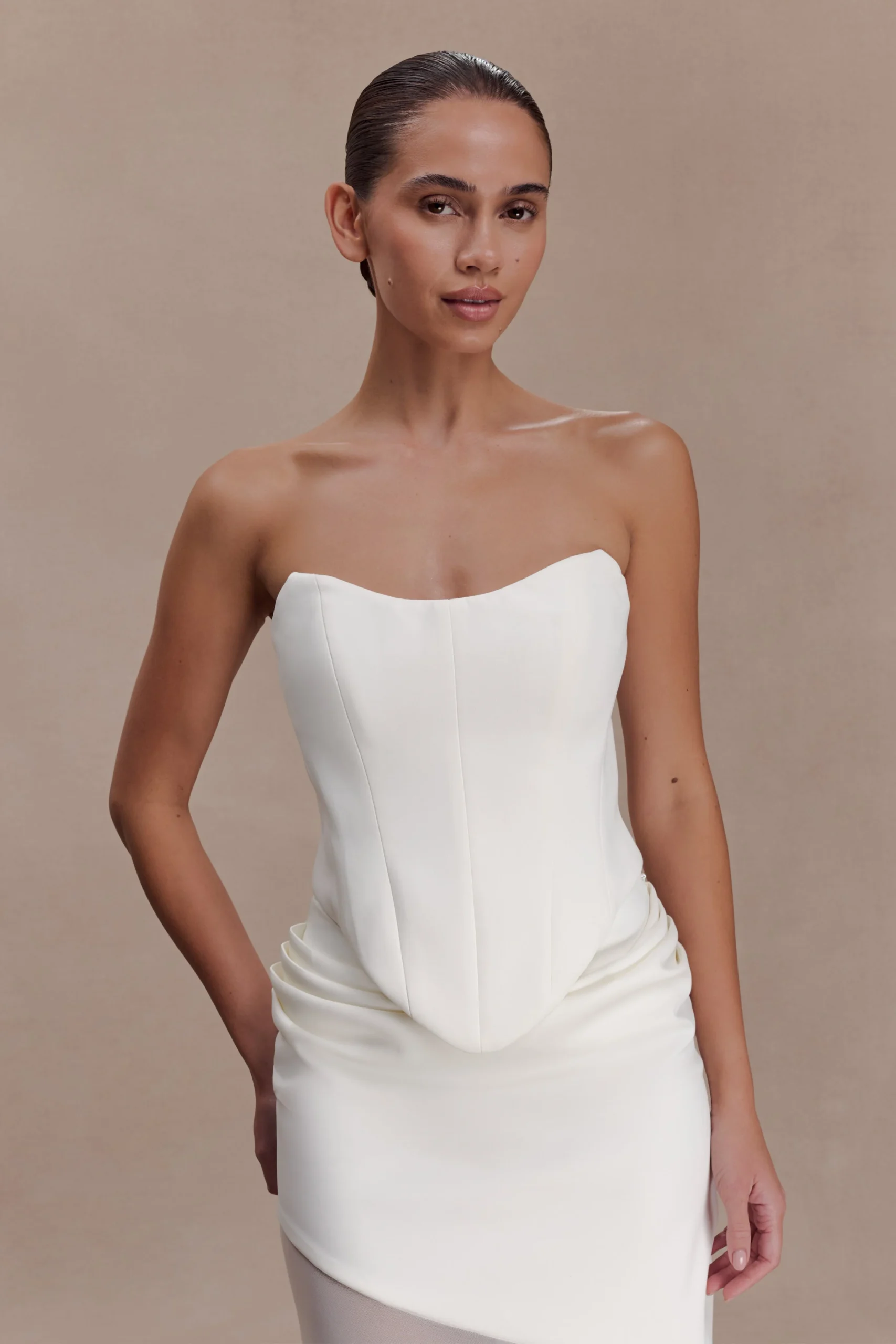 KarinaStrapless Scuba Corset - White
