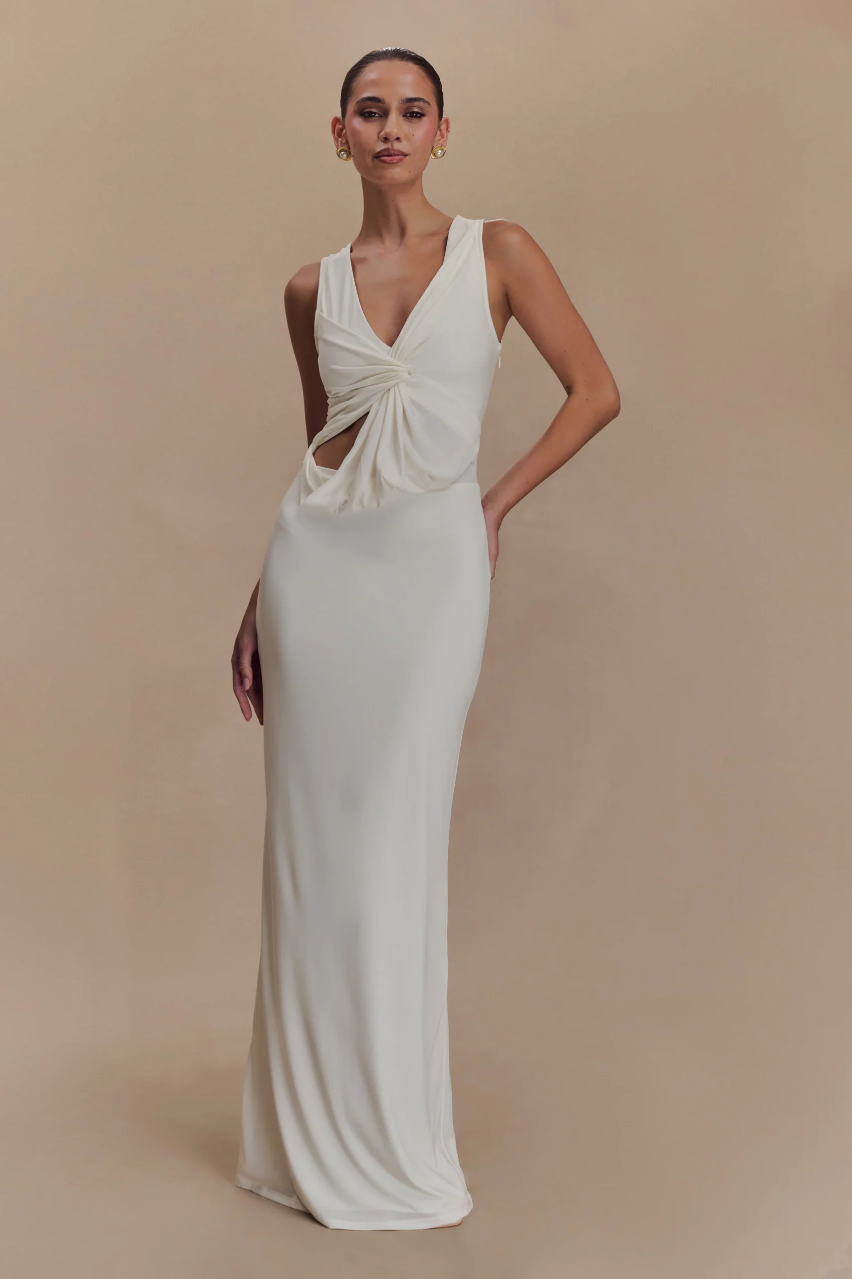 KassidyFINAL SALEPeached Jersey Maxi Dress - Ivory