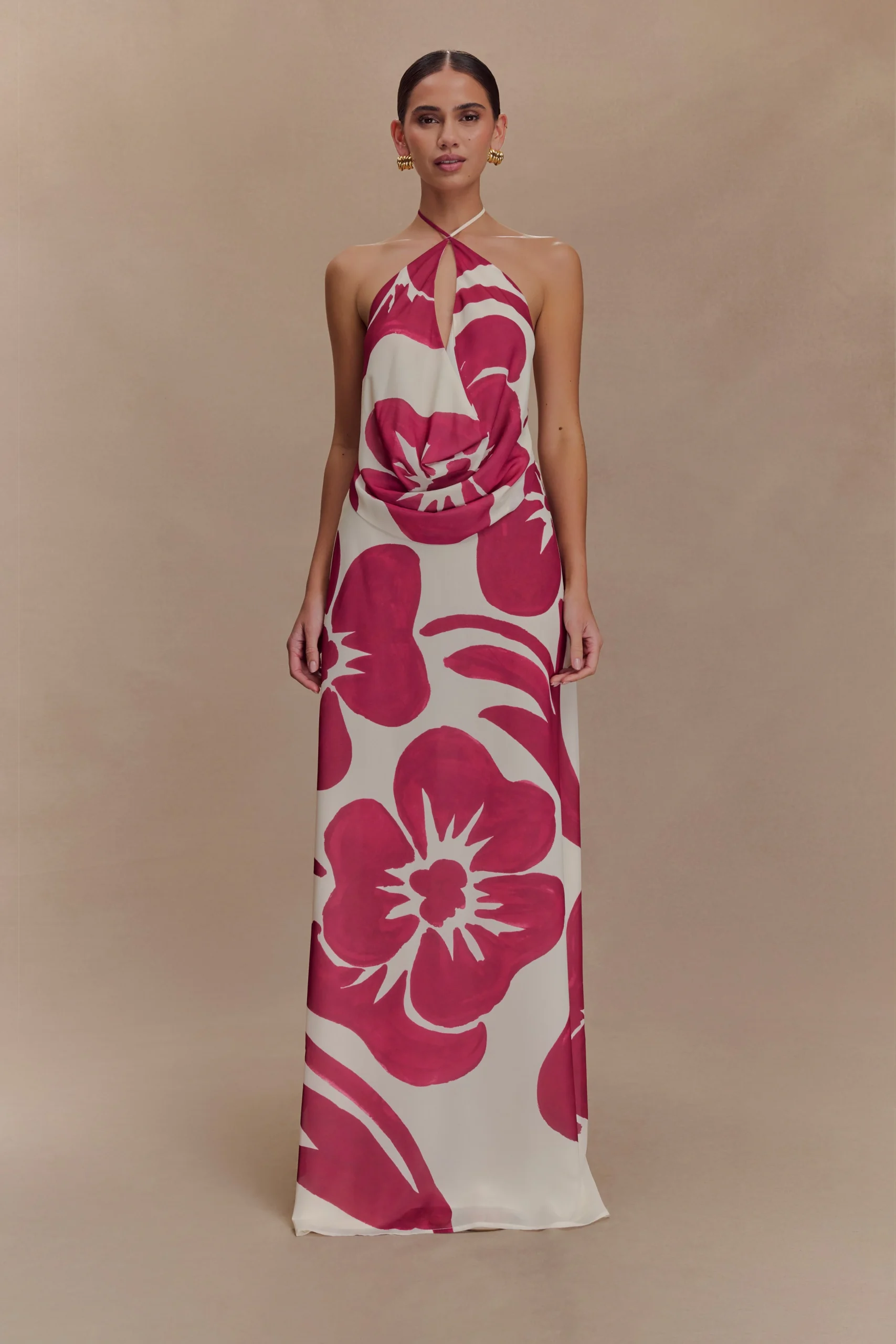 KatalinaFINAL SALEChiffon Maxi Skirt - Red Deco Fleur Print