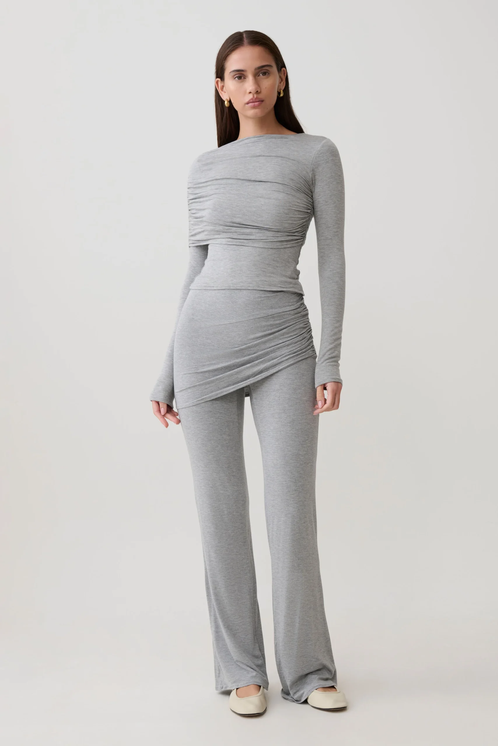 KeatonModal Straight Leg Overlay Pant - Grey Marle