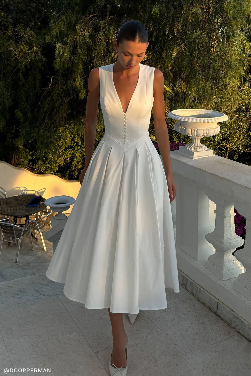 KeelyCotton Sleeveless Midi Dress - White