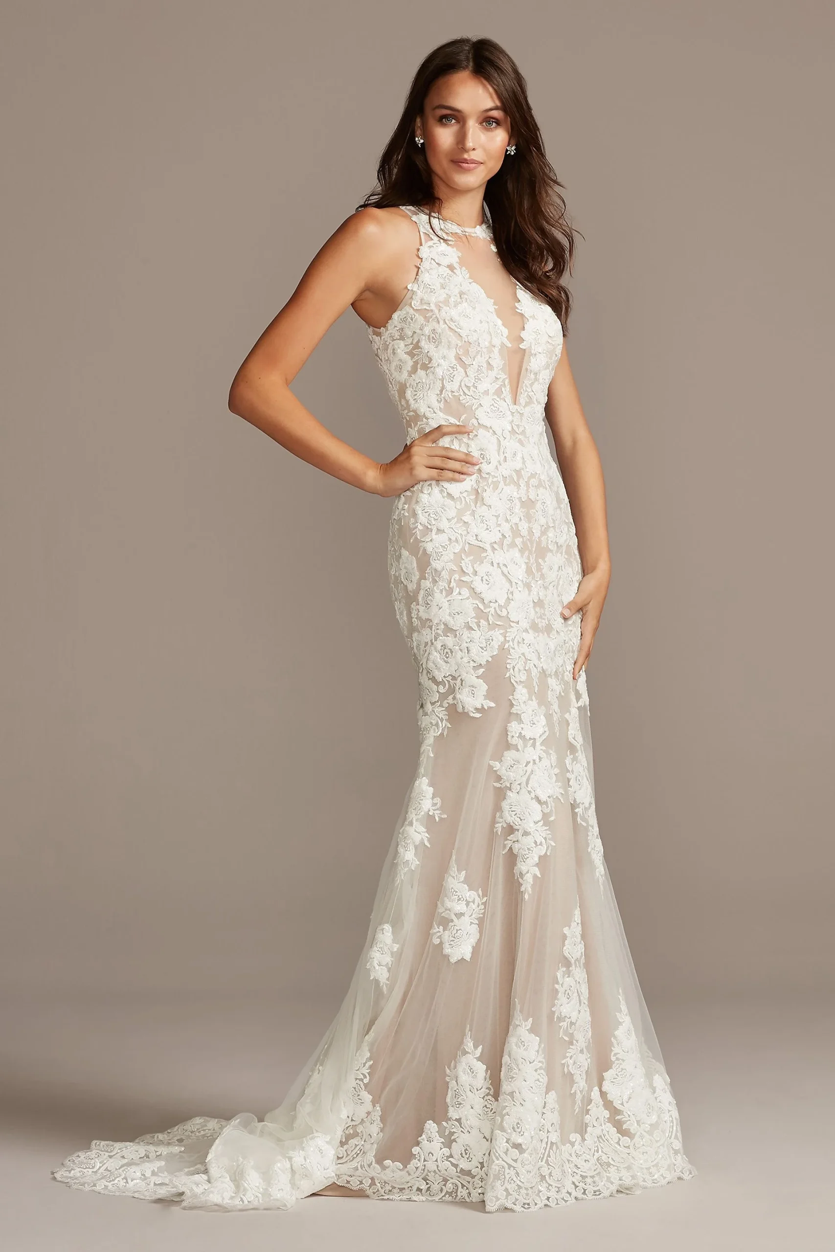 Keyhole Applique Petite Wedding Dress