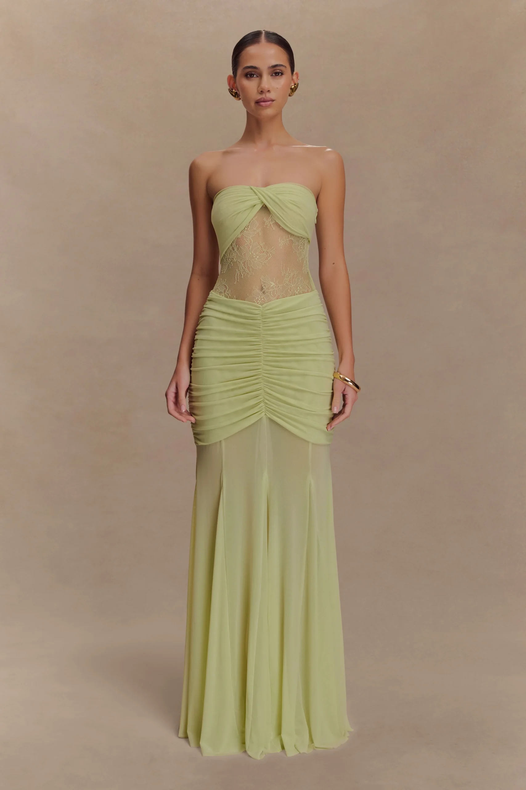 KhadijahFINAL SALELace And Mesh Maxi Dress - Sage