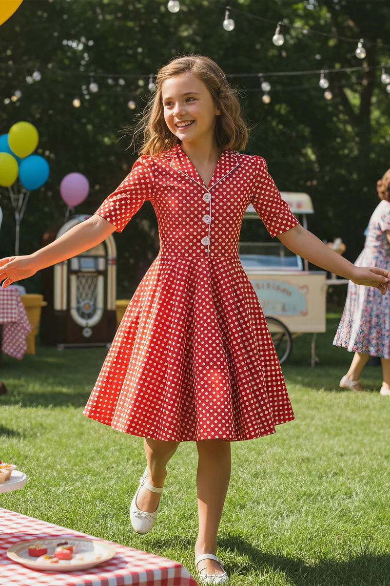 Kids Sabrina Polka Dot Dress