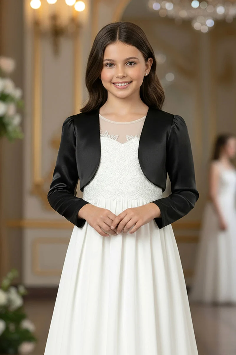 Kids Satin Long Sleeve Bolero