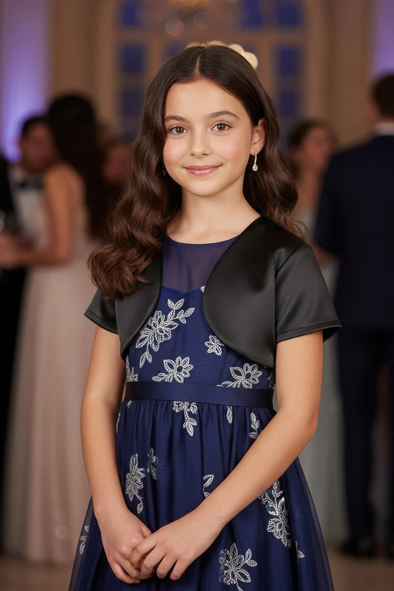 Kids Satin Short Sleeve Bolero