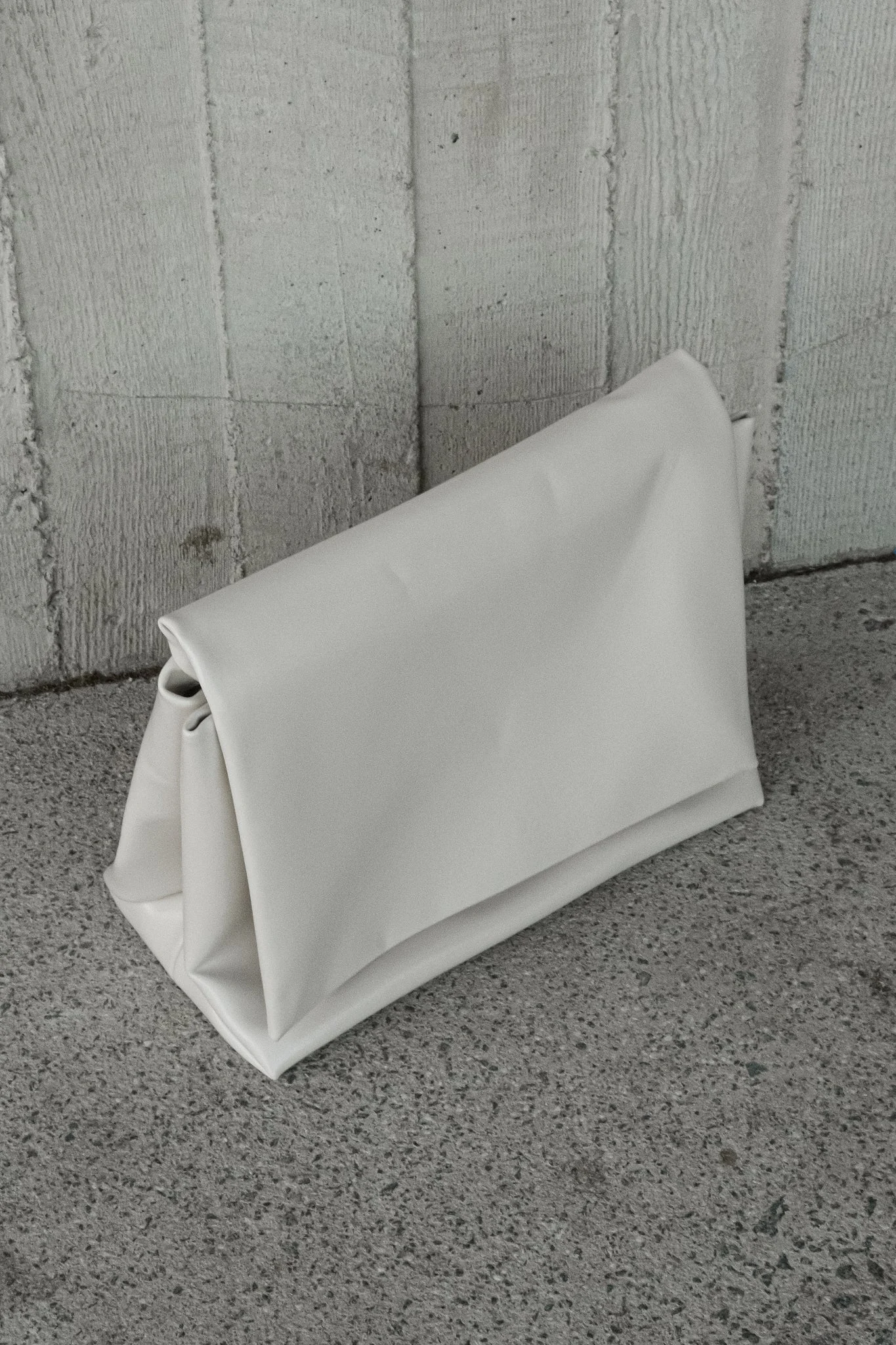 KieraFaux Leather Oversized Clutch - Ivory