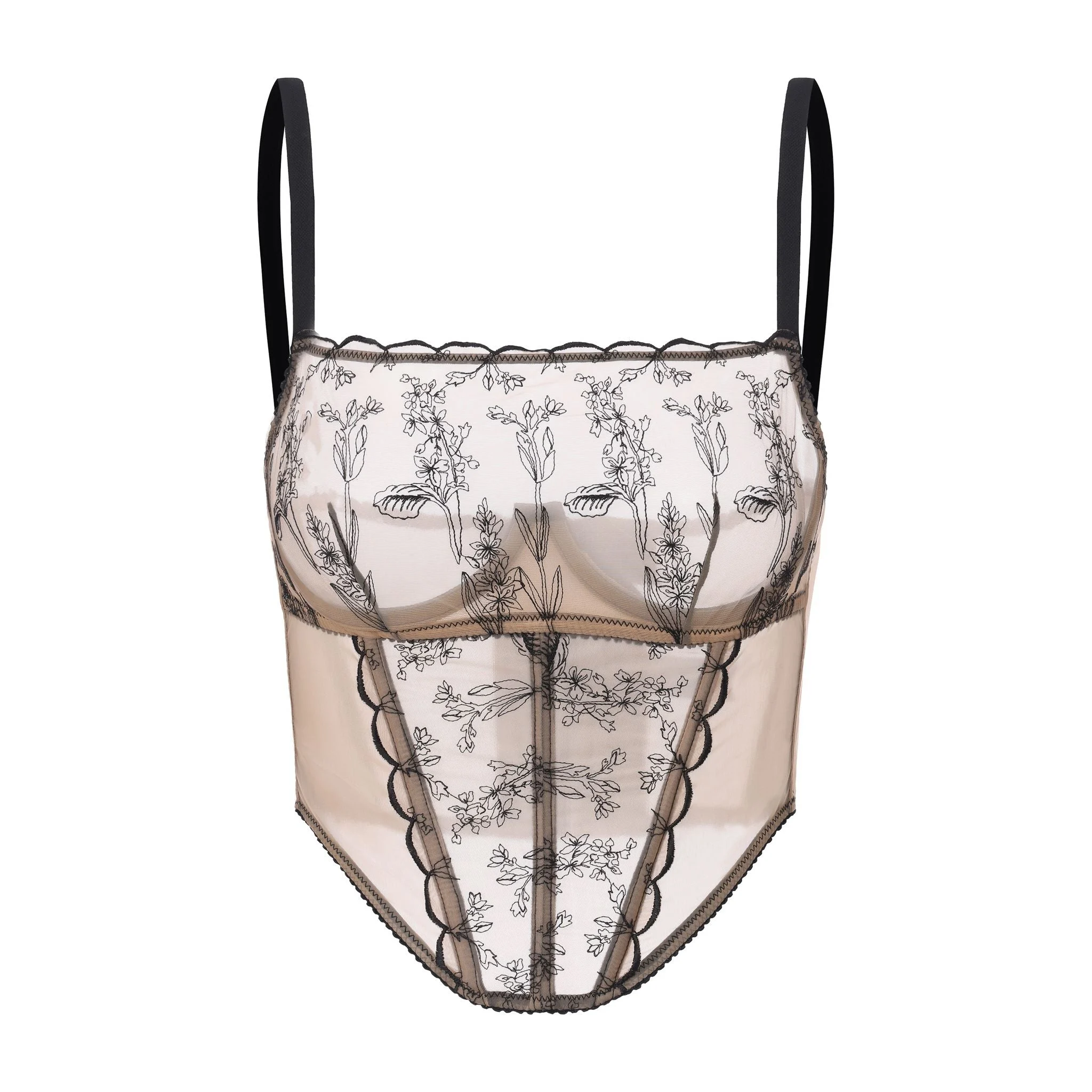 Kim High-Neck Embroidery Bustier on Jelly Fabric