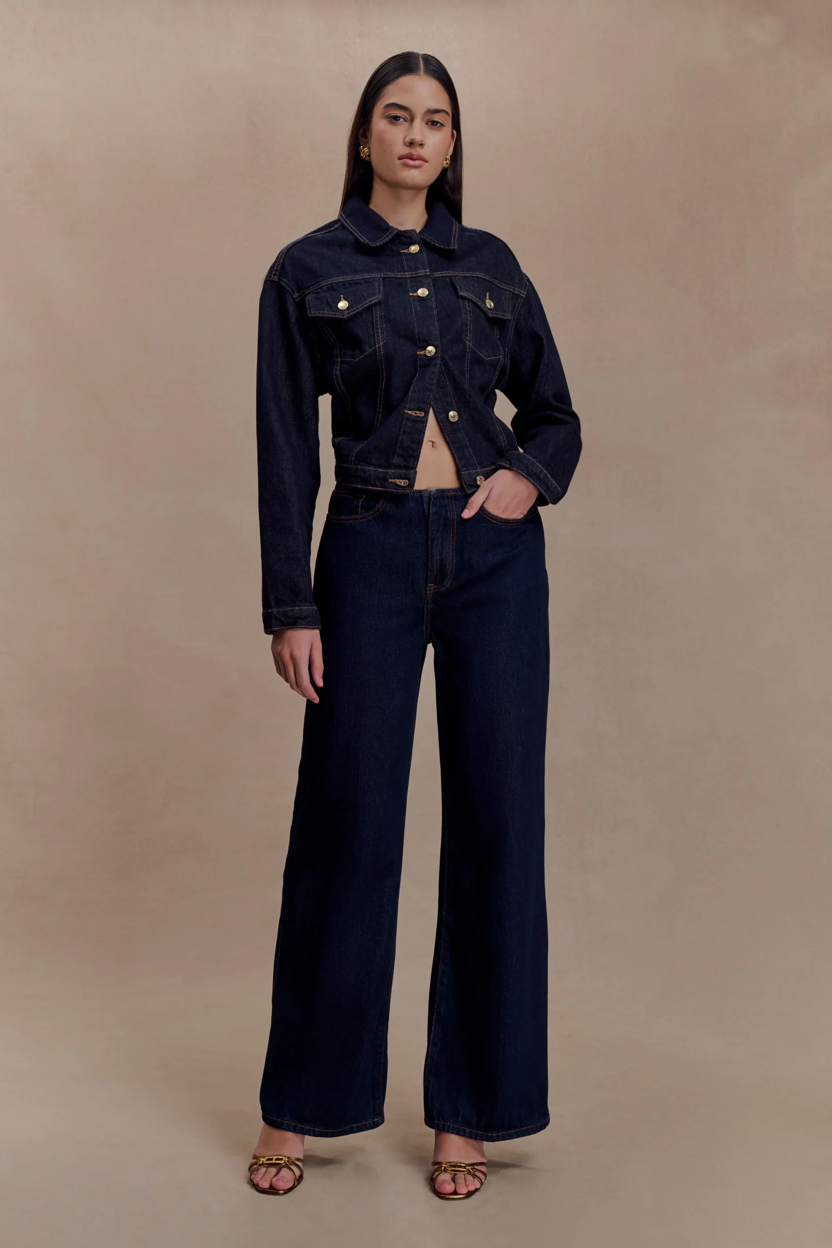 KirraCinched Denim Jacket - Washed Indigo Blue