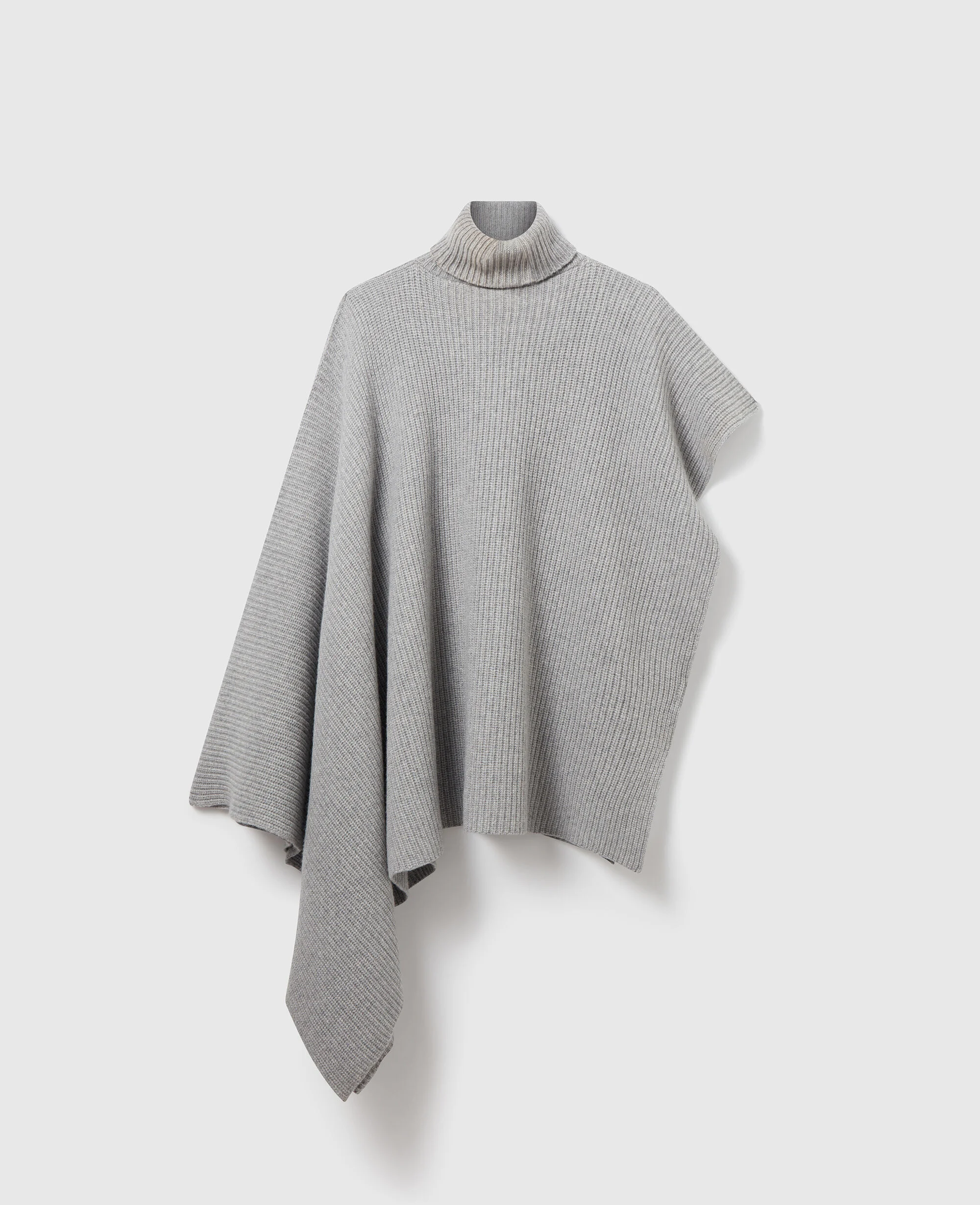 Knit Asymmetric Turtleneck Poncho