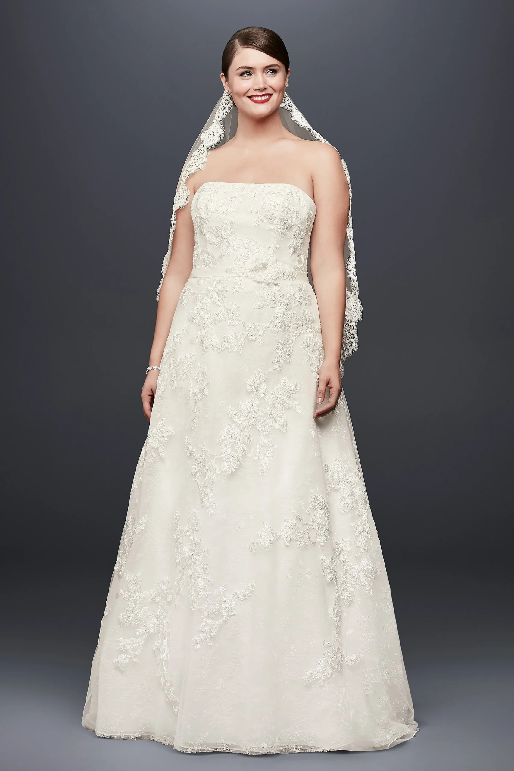 Lace Appliqued A-Line Wedding Dress and Topper