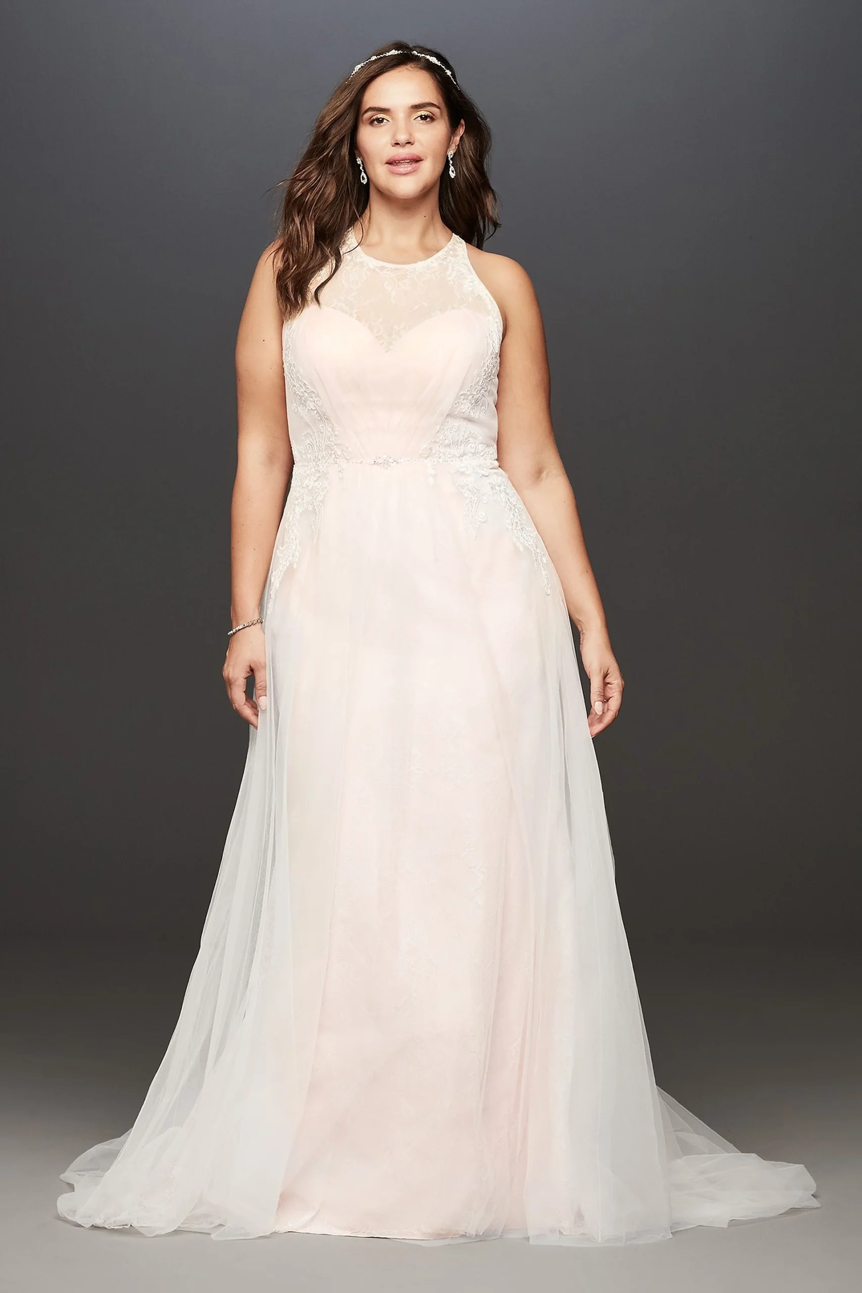 Lace Cross-Back Plus Size Wedding Dress