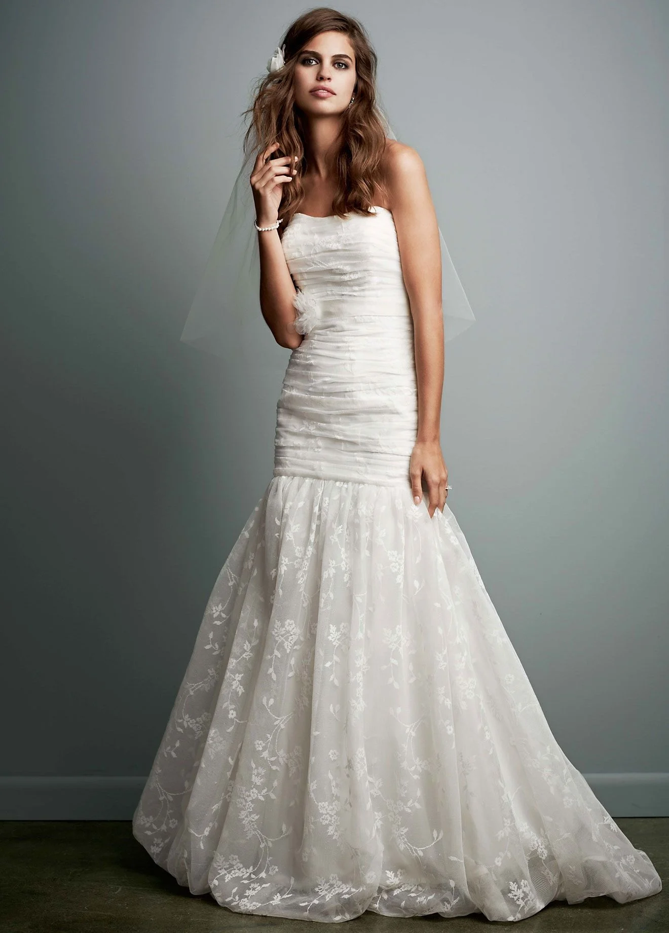 Lace Fit and Flare Gown with Bubble Hem