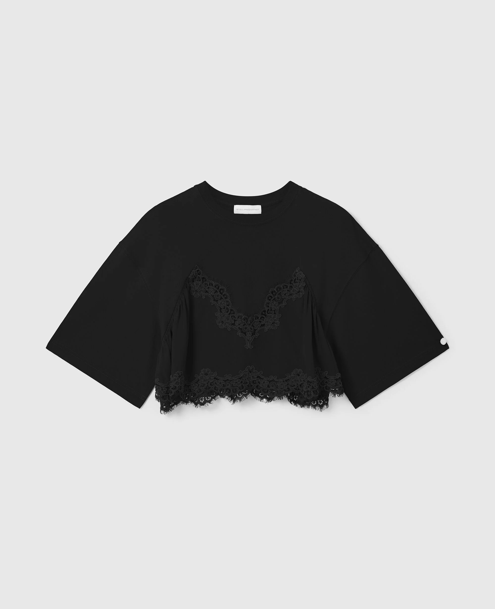 Lace Insert Cropped T-Shirt