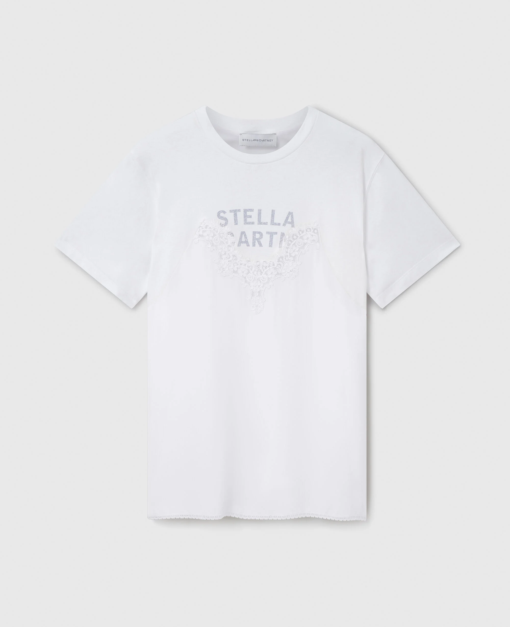 Lace-Insert Graphic Boxy T-Shirt