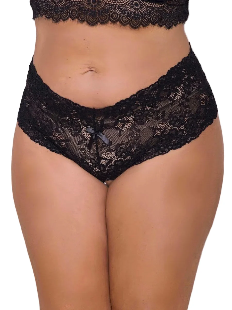 Lace Plus Size Pearl Thong